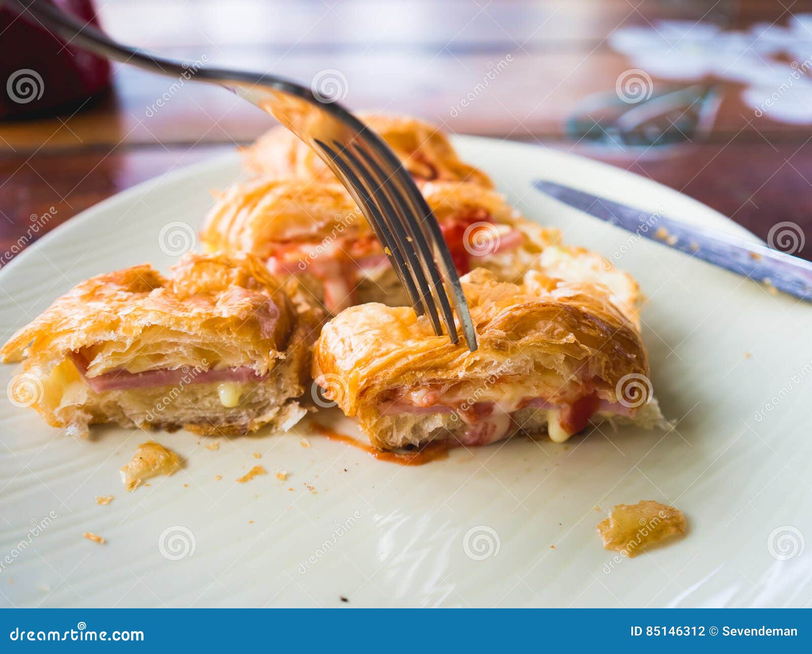 Ham cheese Croissant. stock photo. Image of food, croissant 85146312