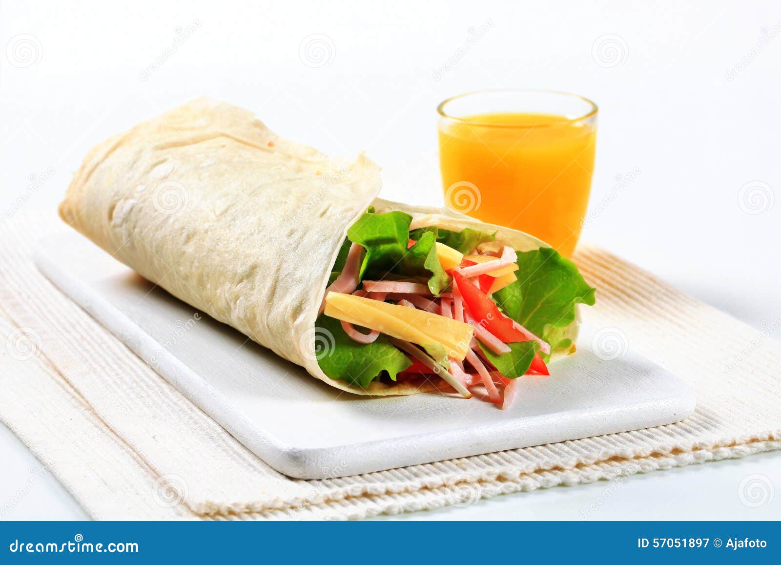 Ham and Cheese Salad Wrap Sandwich Stock Image Image of cutting