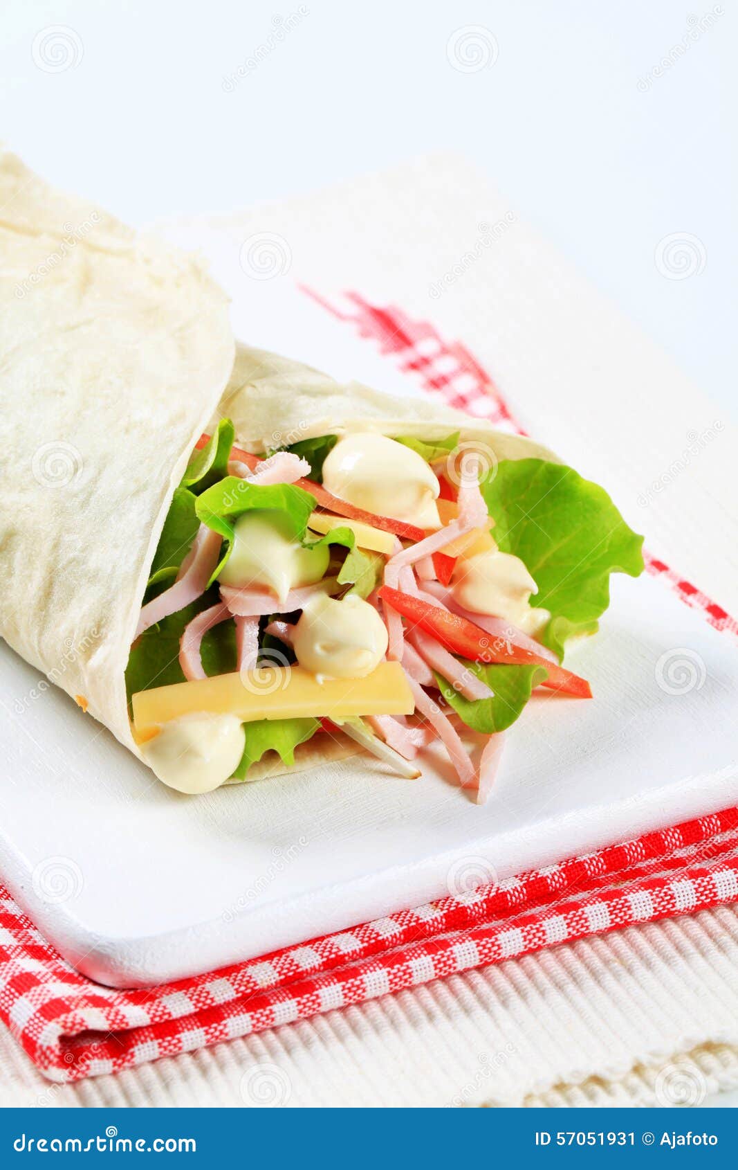 Ham and cheese salad wrap stock image. Image of recipe 57051931