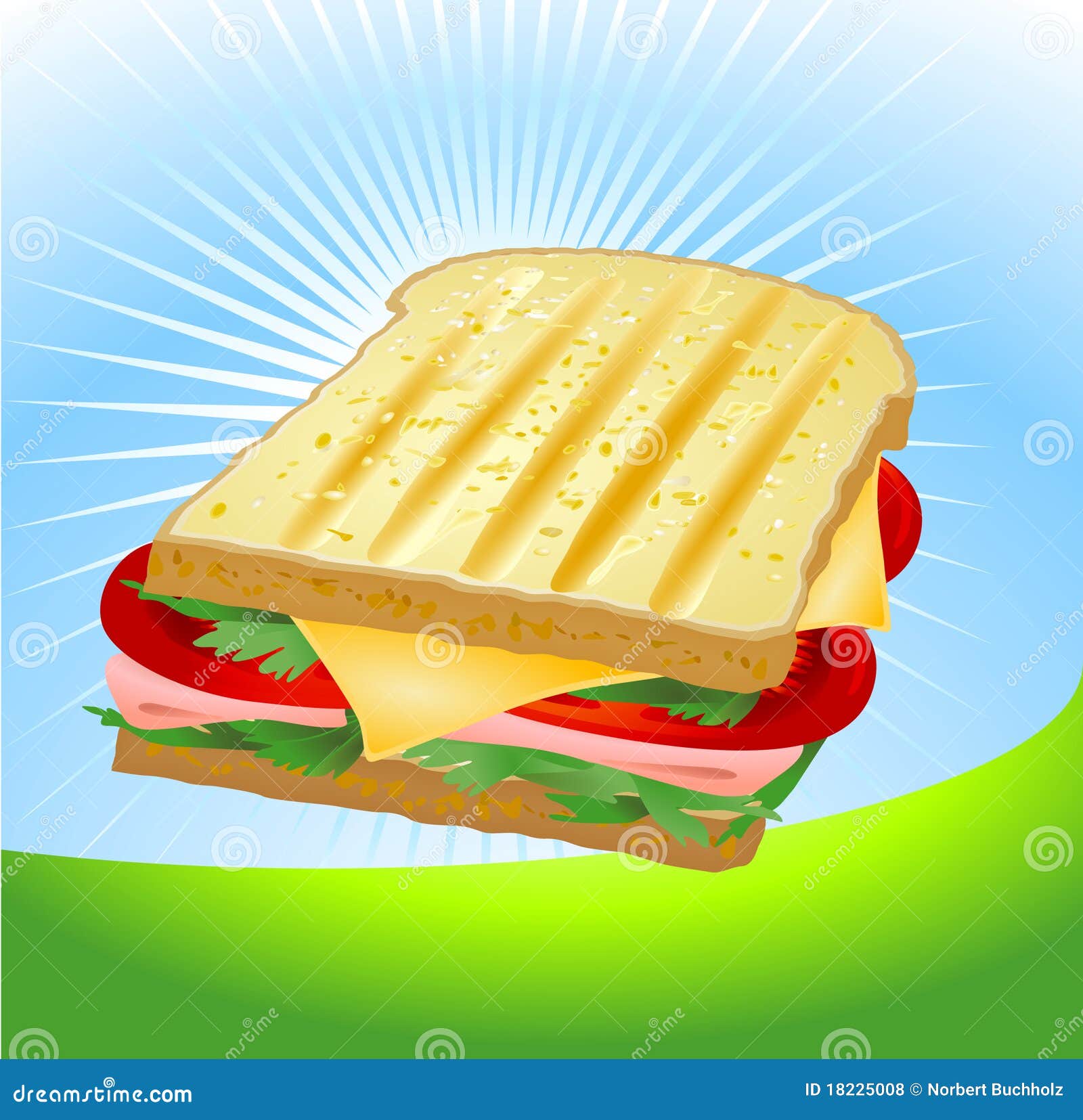 Ham and cheese sandwich stock vector. Illustration of cold 18225008