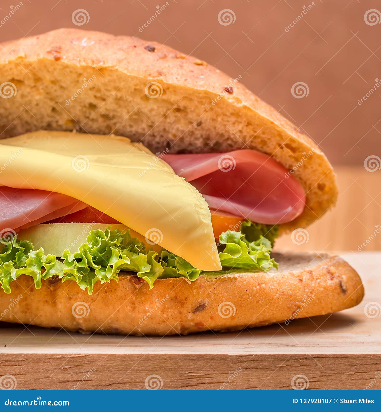 Ham Cheese Sandwich Means Bread Roll and Cheddar Stock Image Image of