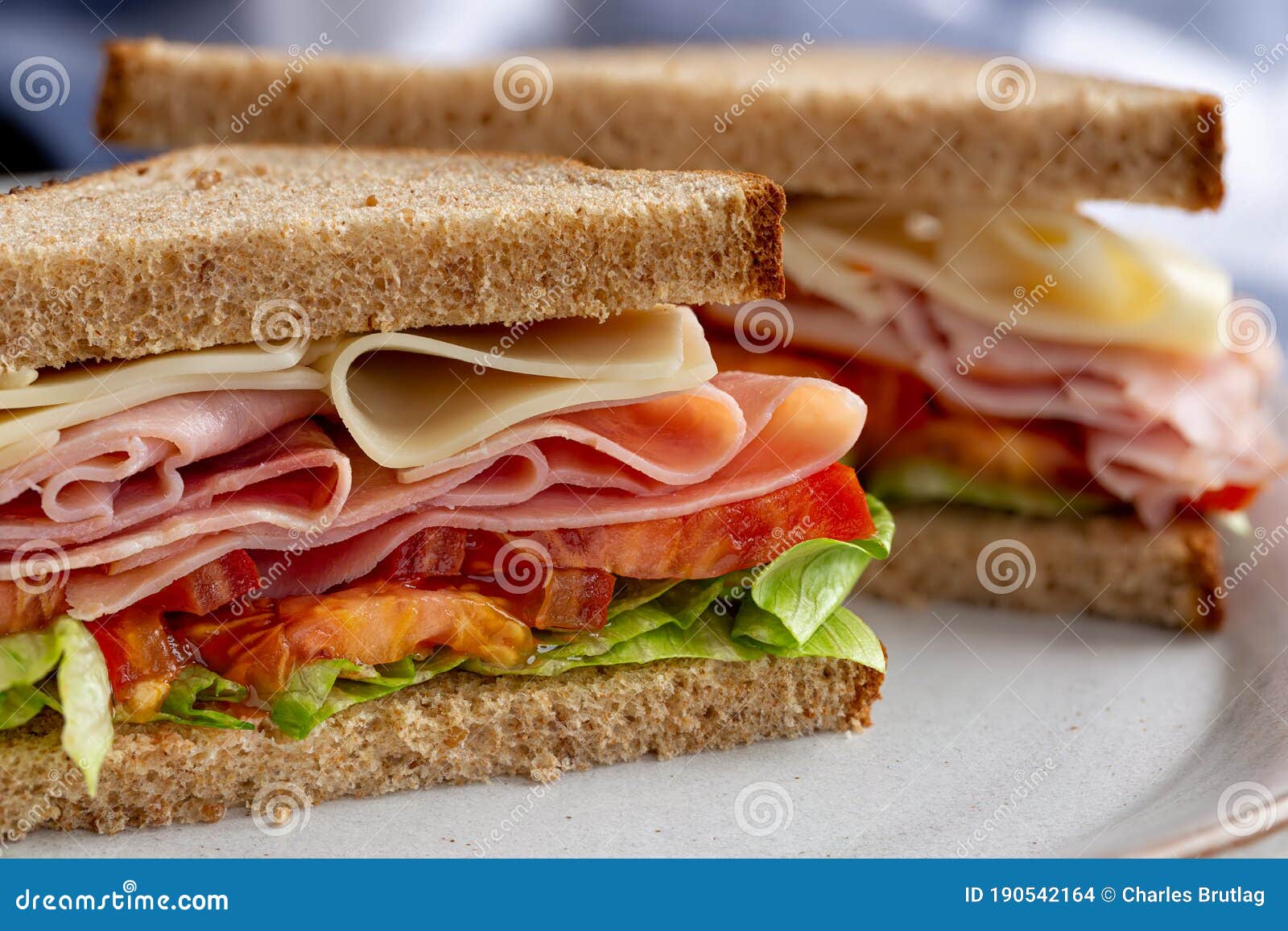 Ham and Cheese Sandwich on Whole Grain Bread Stock Photo Image of