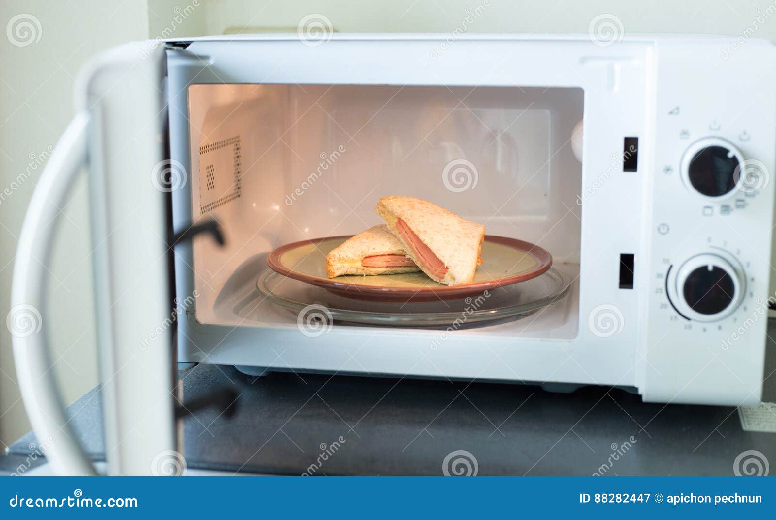 Ham Cheese Sandwiches in Microwave Stock Image Image of turkey, meat