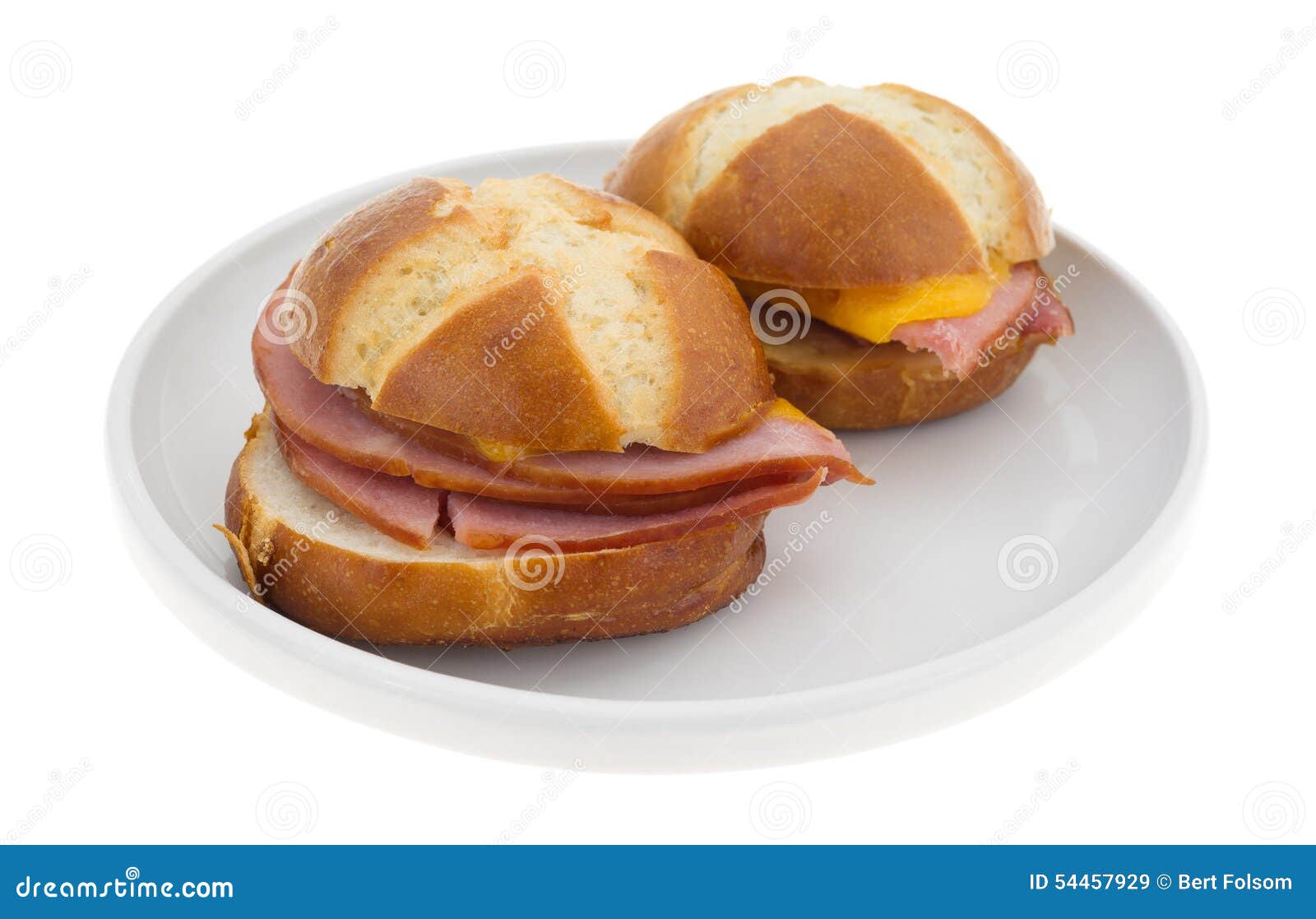 Ham and Cheese Sandwiches on a Plate Stock Image Image of melted