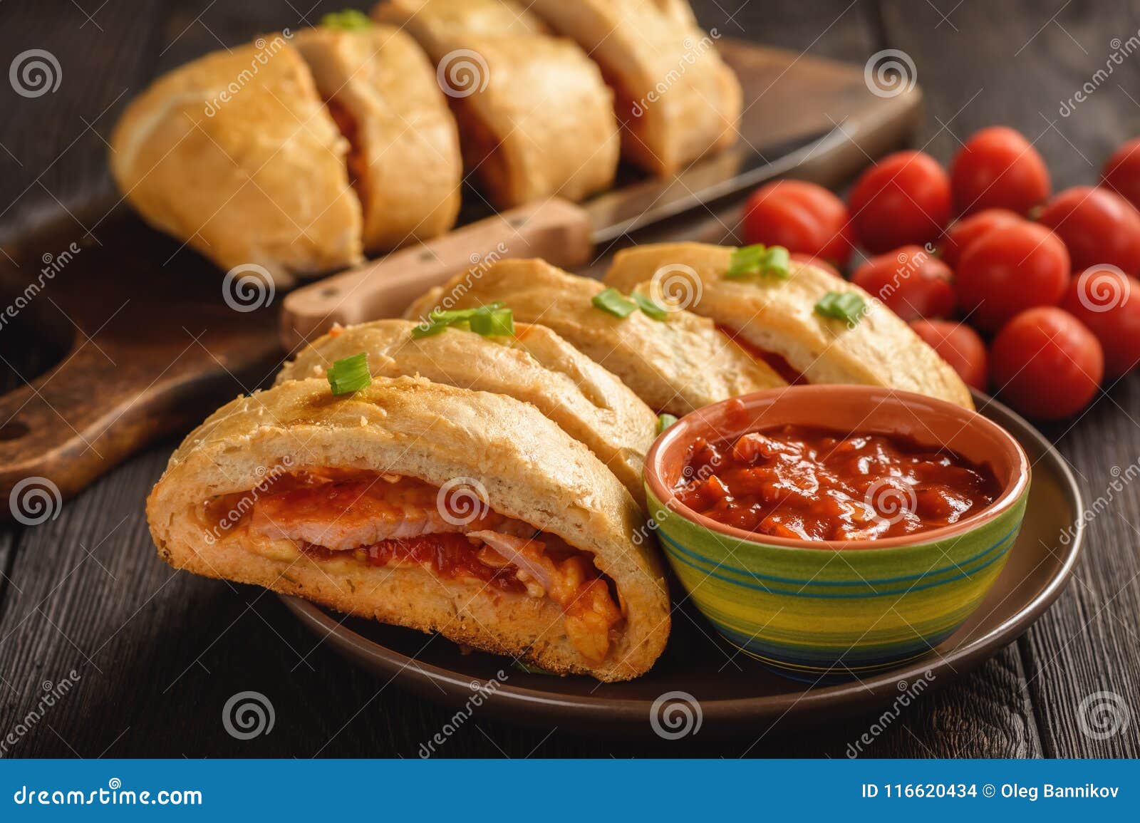 Ham and Cheese Stromboli, Italian Cuisine. Stock Photo Image of