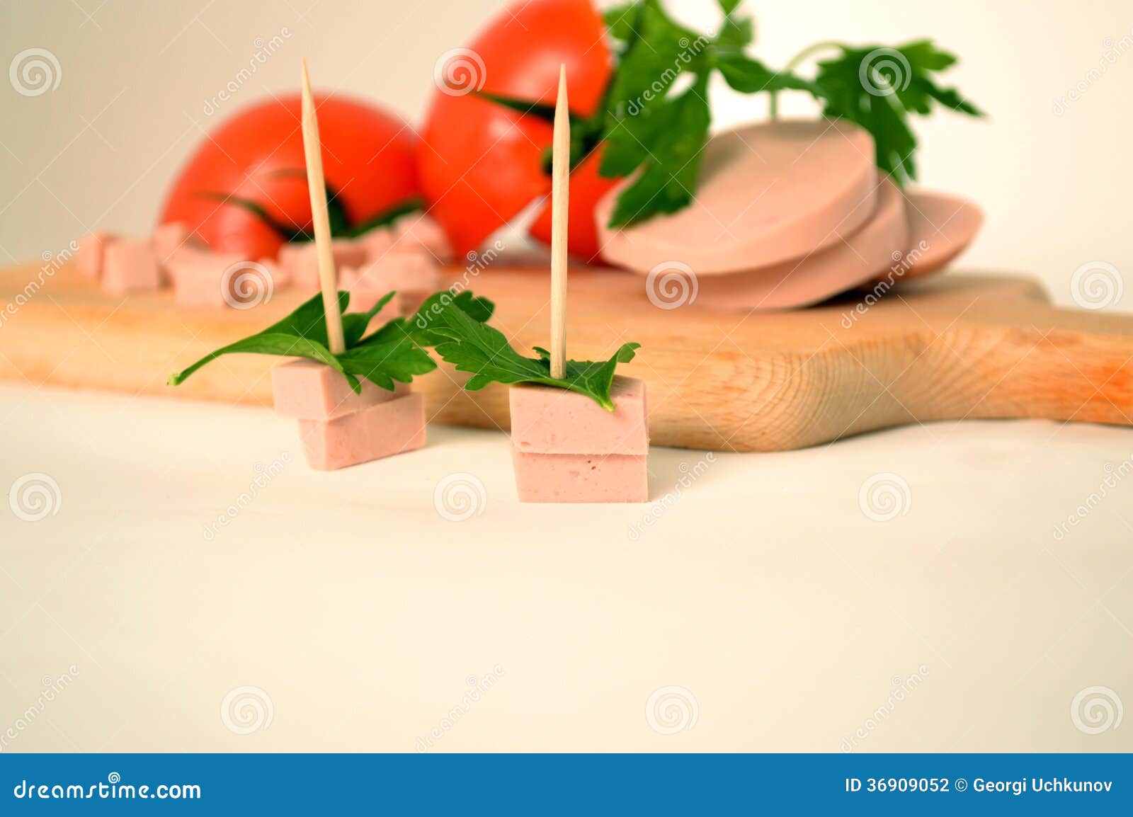 Ham cubes stock photo. Image of tomato, food, delicious 36909052