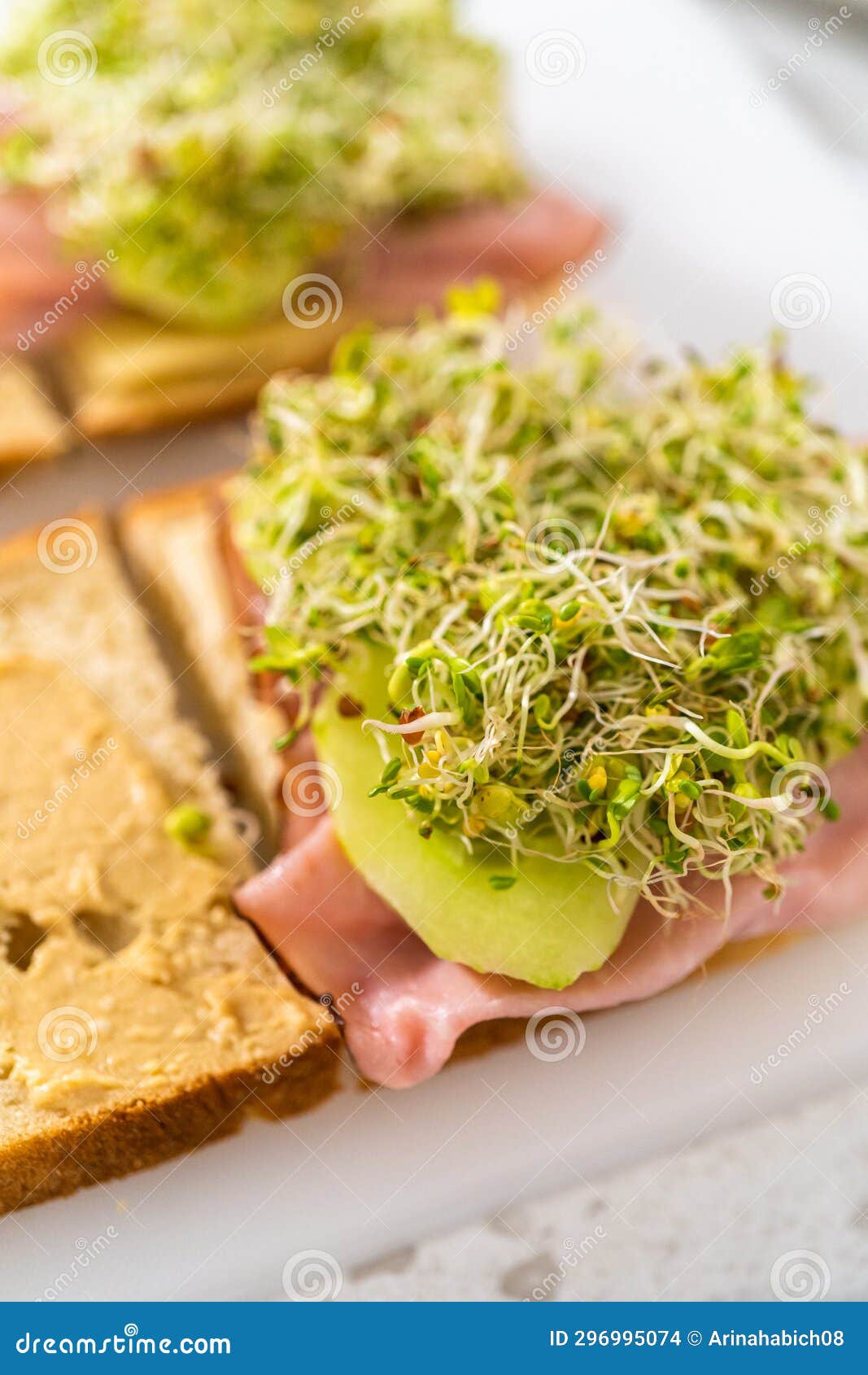 Ham, Cucumber, and Sprout Sandwich Stock Photo Image of yeast, seeds