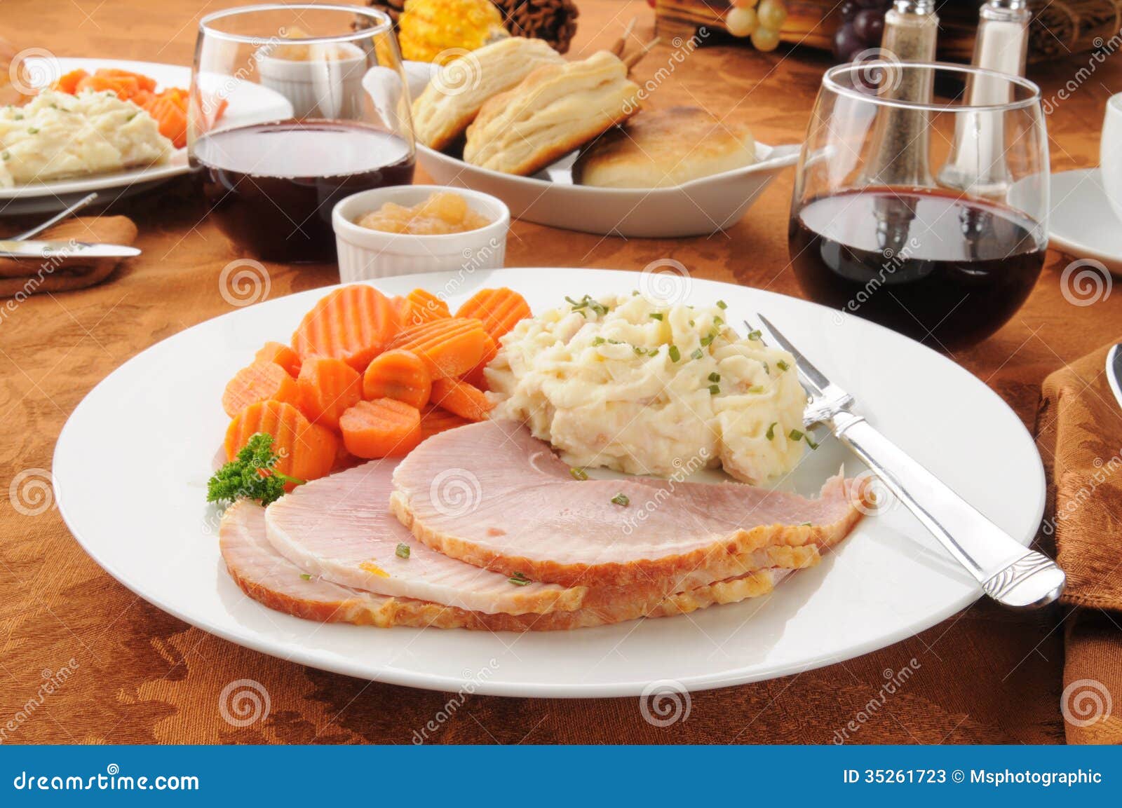 Ham dinner stock image. Image of potatoes, alcohol, closeup - 35261723