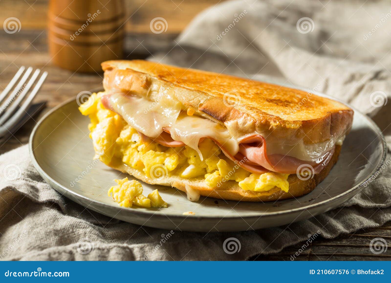 Ham Egg and Cheese Sandwich Stock Photo Image of cheese, melted