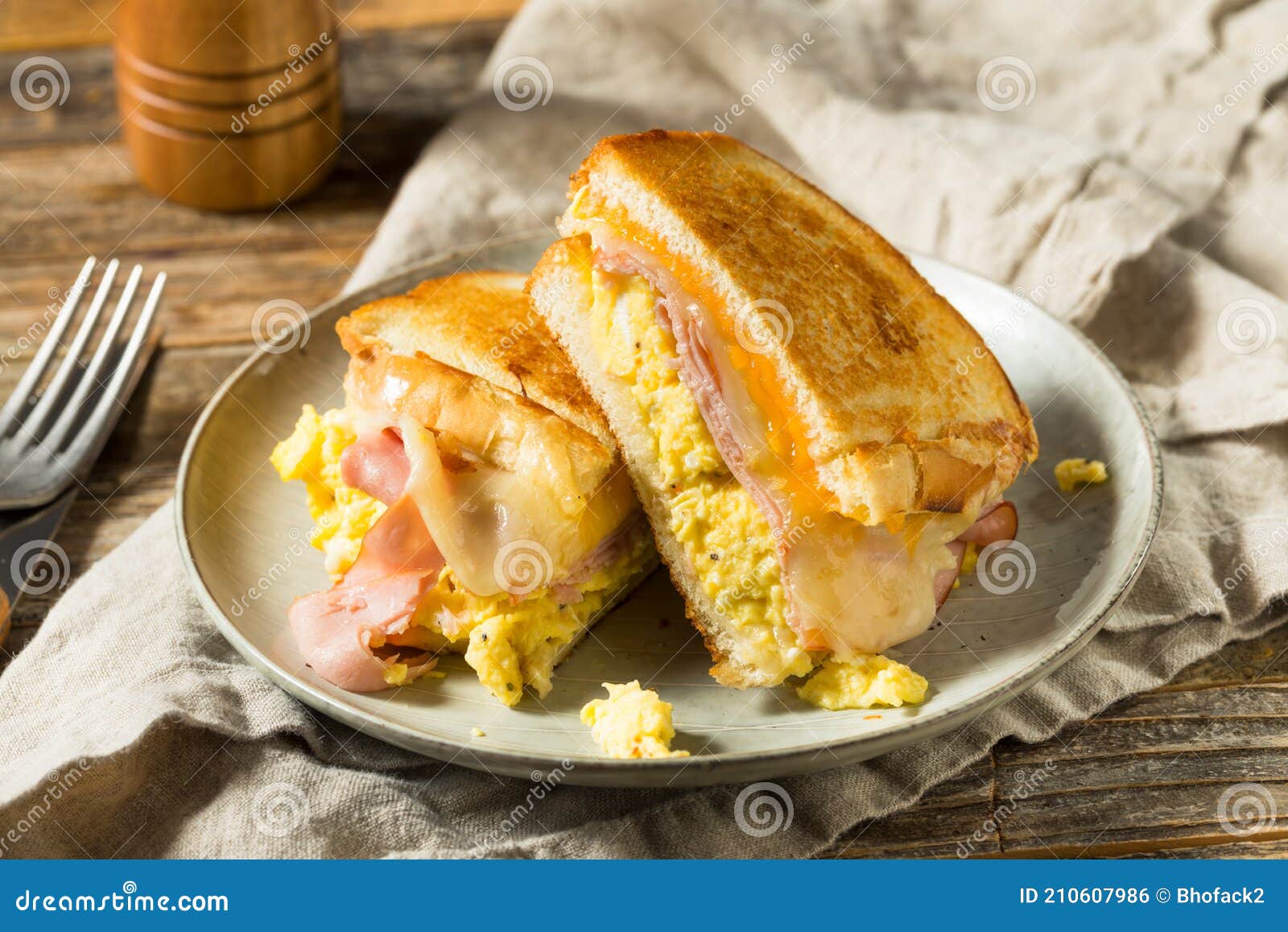 Ham Egg and Cheese Sandwich Stock Photo Image of breakfast, meal