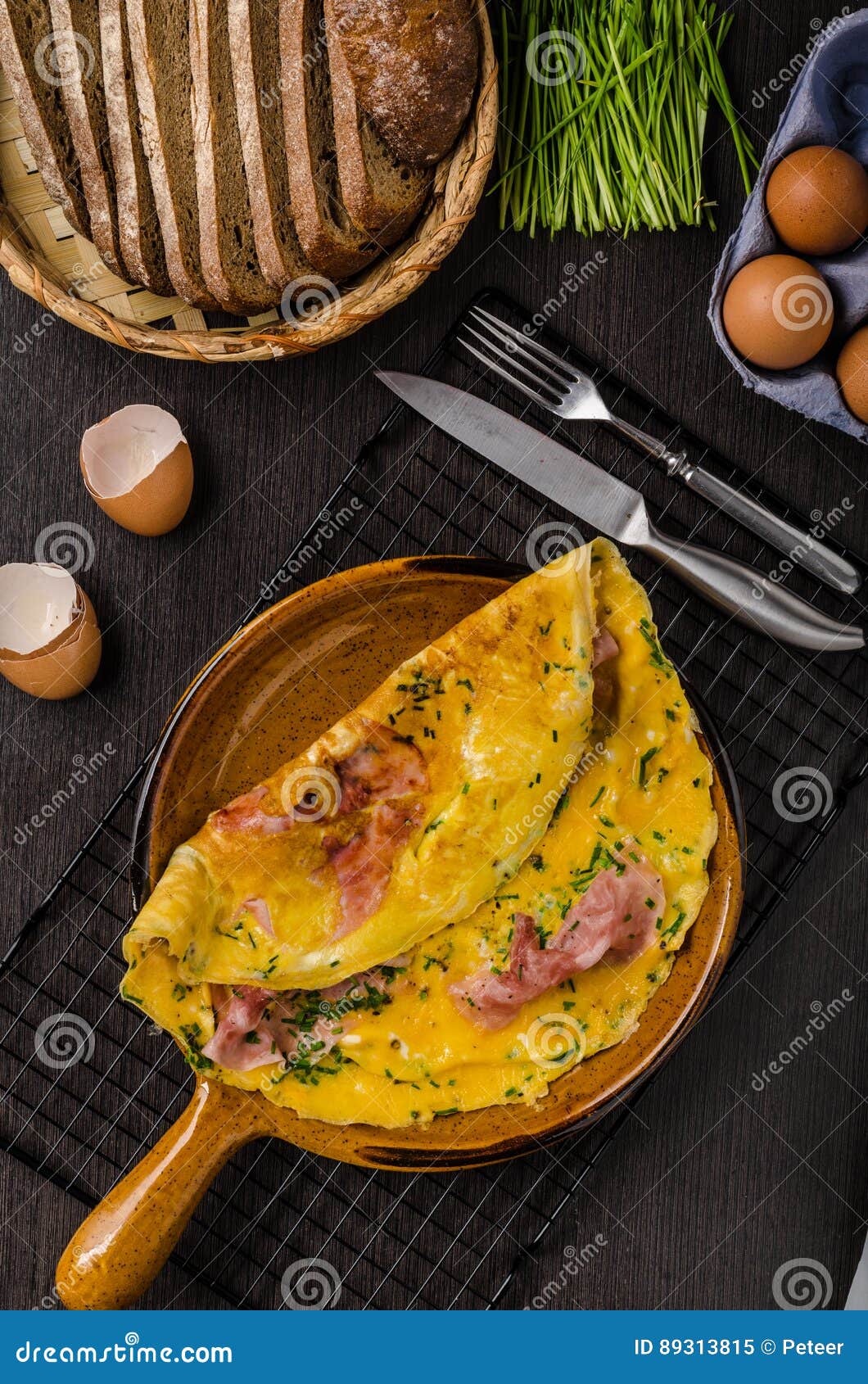 Ham and egg omelette stock image. Image of cheese, omlette - 89313815