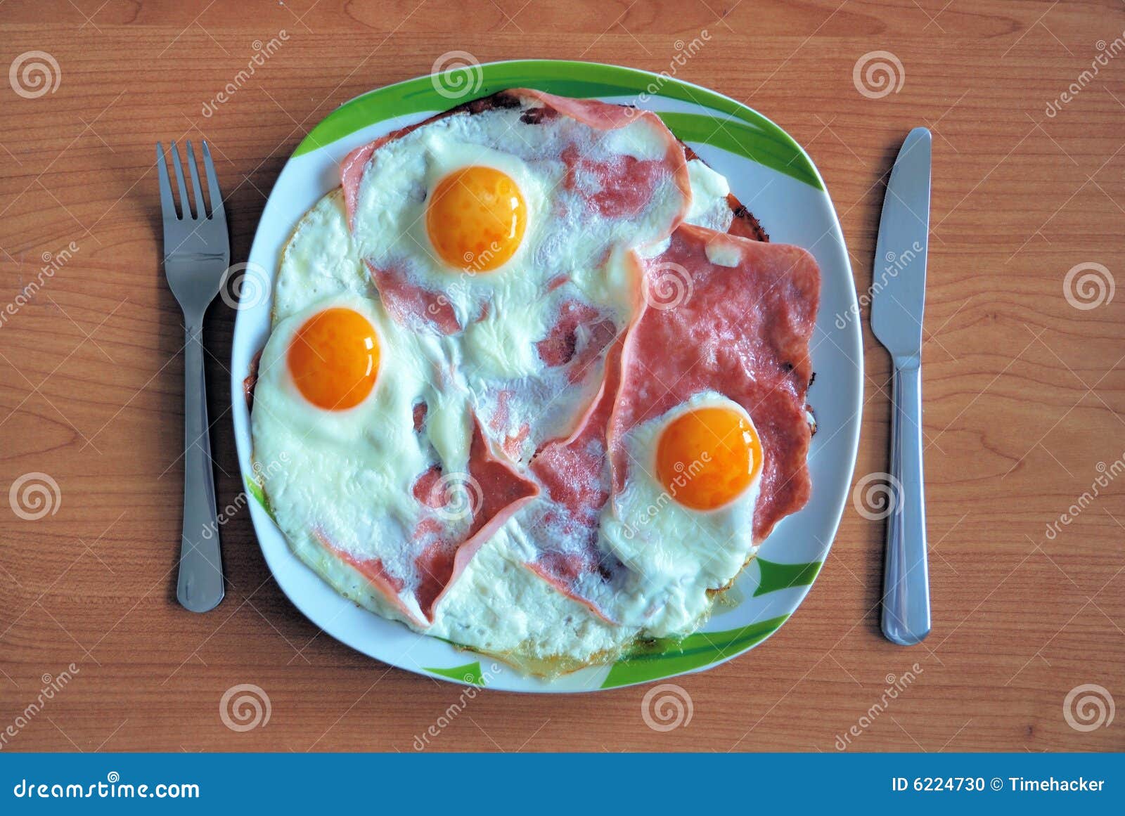 Ham and eggs stock photo. Image of table, serving, fork - 6224730