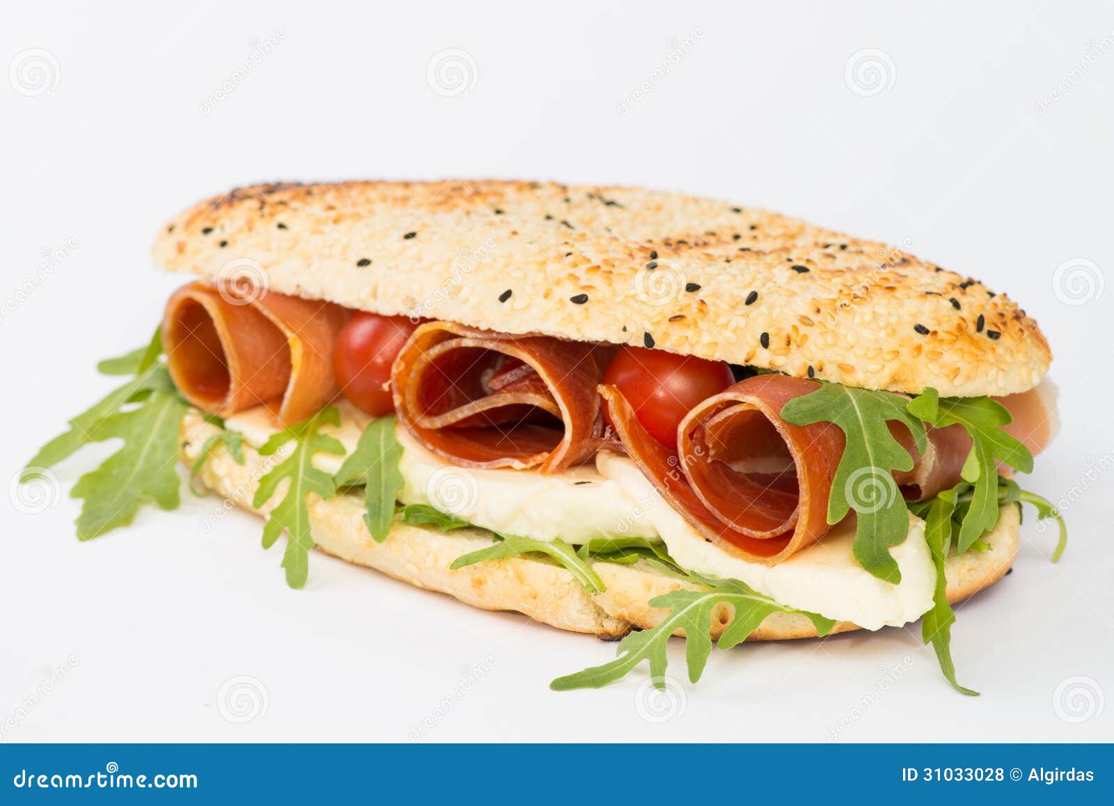 Ham, Mozzarella and Arugula Sandwich Stock Photo Image of rolls, roll 31033028