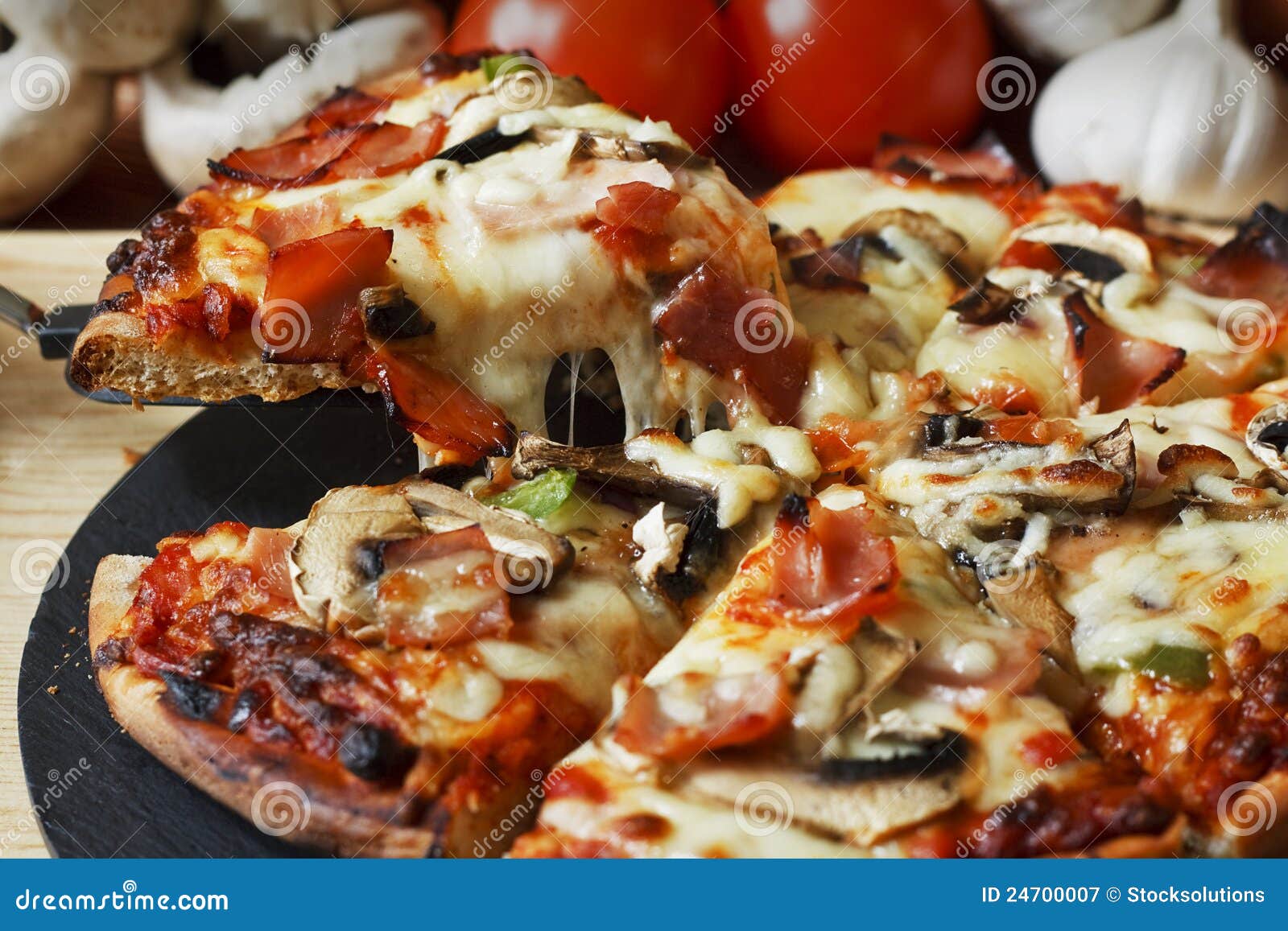 Mushroom Pizza, Pizza With Addition Of Edible Forest Mushrooms Porcini