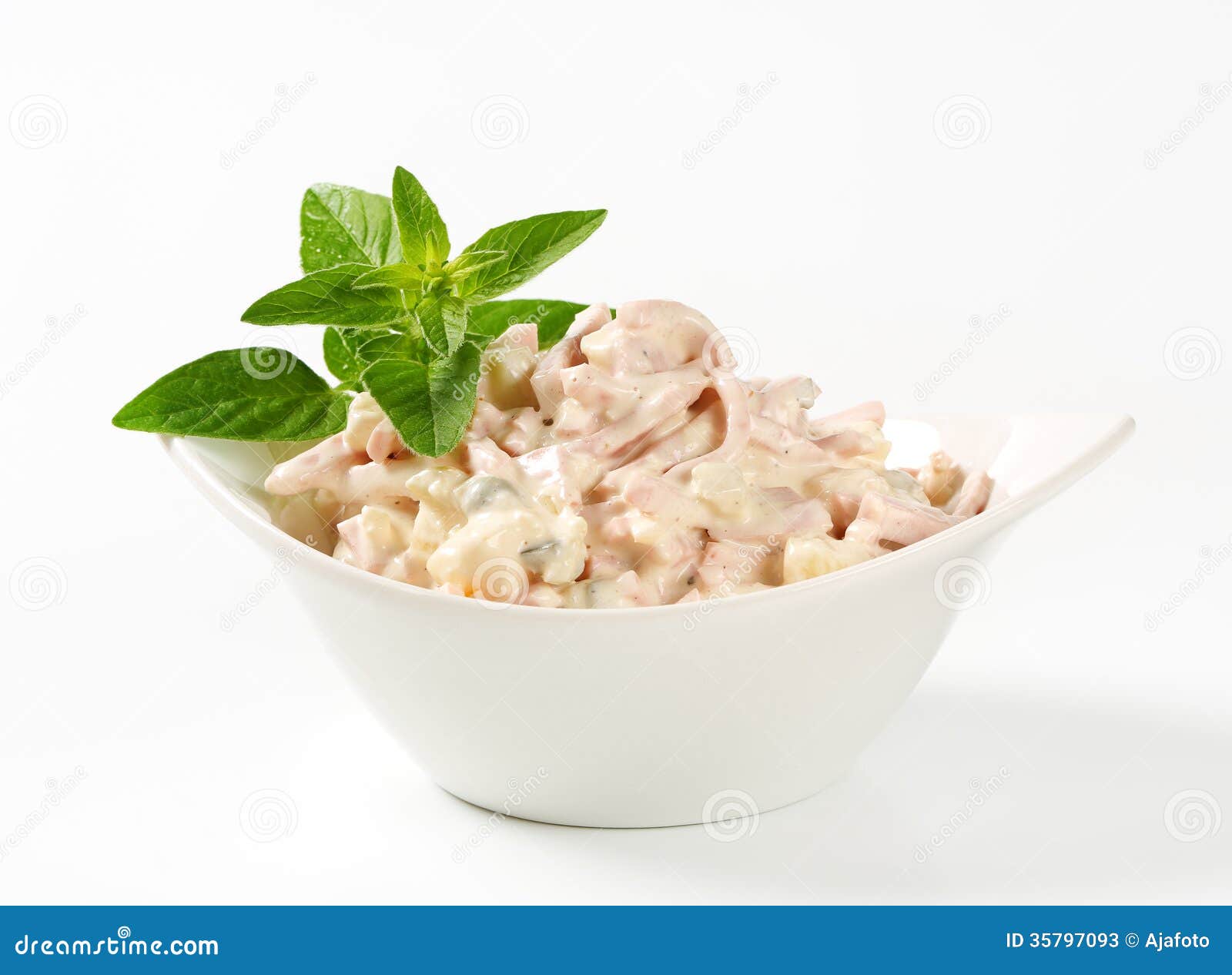 Ham and potato salad stock image. Image of sliced, white - 35797093