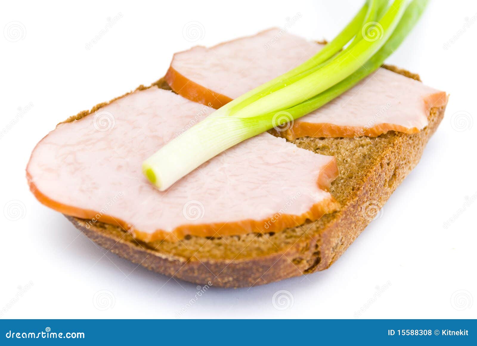 Ham and rye bread stock photo. Image of bread, onion 15588308