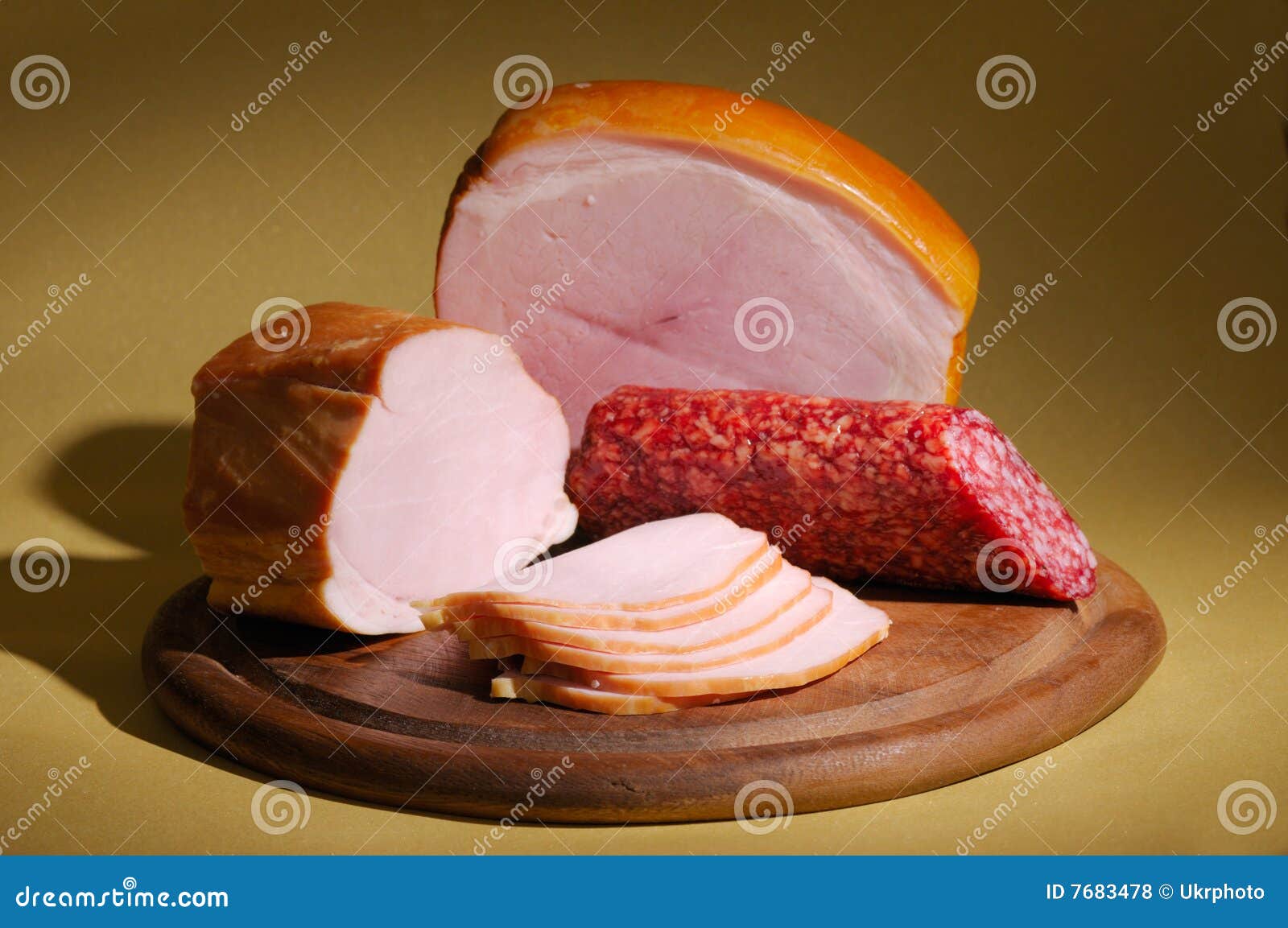 Ham and salami stock photo. Image of gourmet, salami, board 7683478