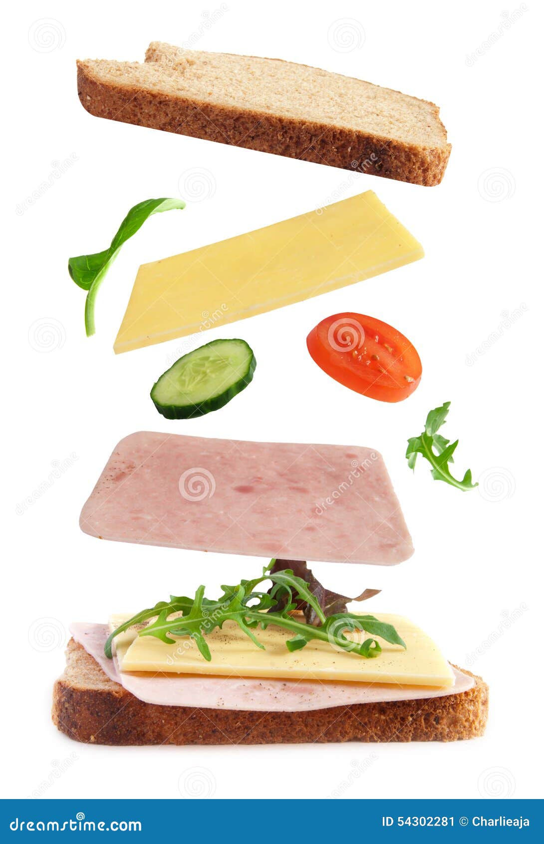 Ham sandwich stock image. Image of green, meal, ingredient 54302281