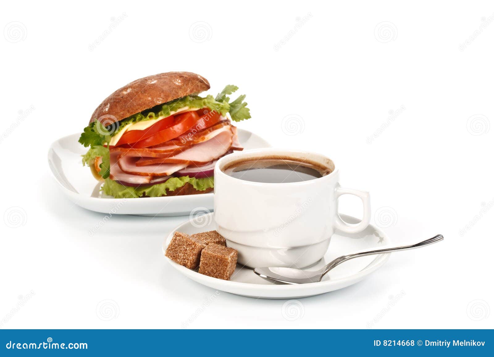 Ham sandwich and coffee stock photo. Image of onion, nutritious 8214668