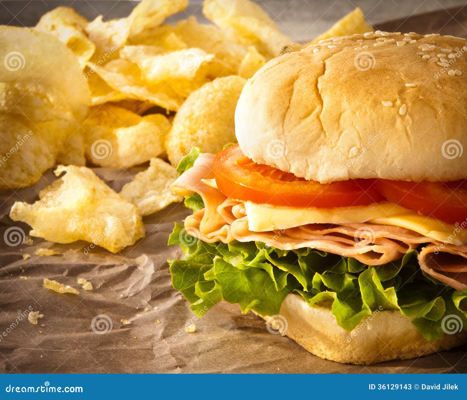 Ham sandwich stock image. Image of salt, school, snack 36129143