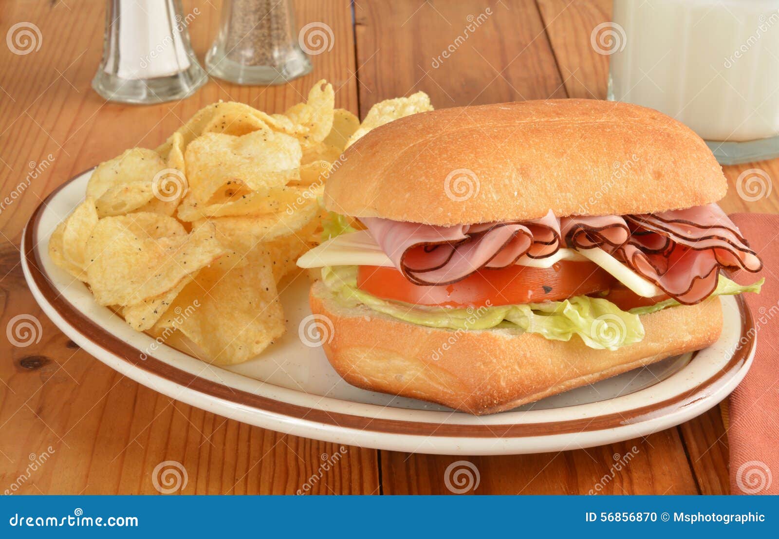 Ham sandwich stock photo. Image of beverage, swiss, snack 56856870