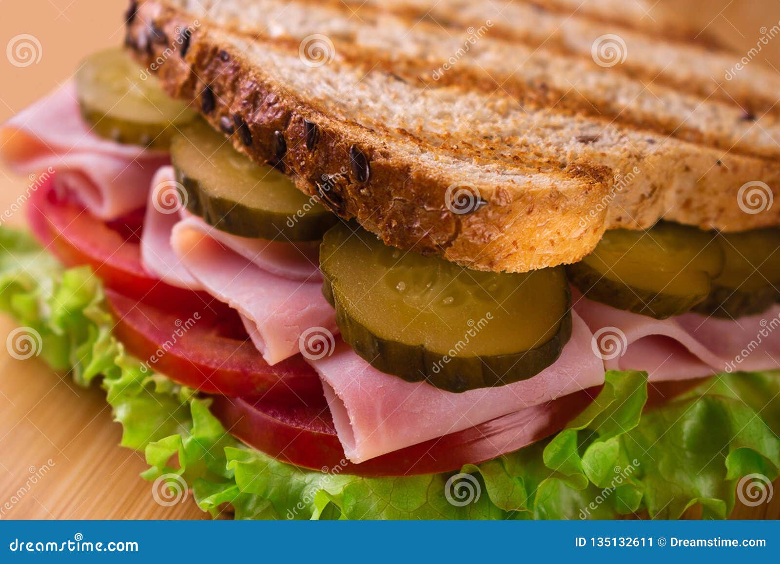 Ham and tomato sandwich stock image. Image of meal, turkey 135132611