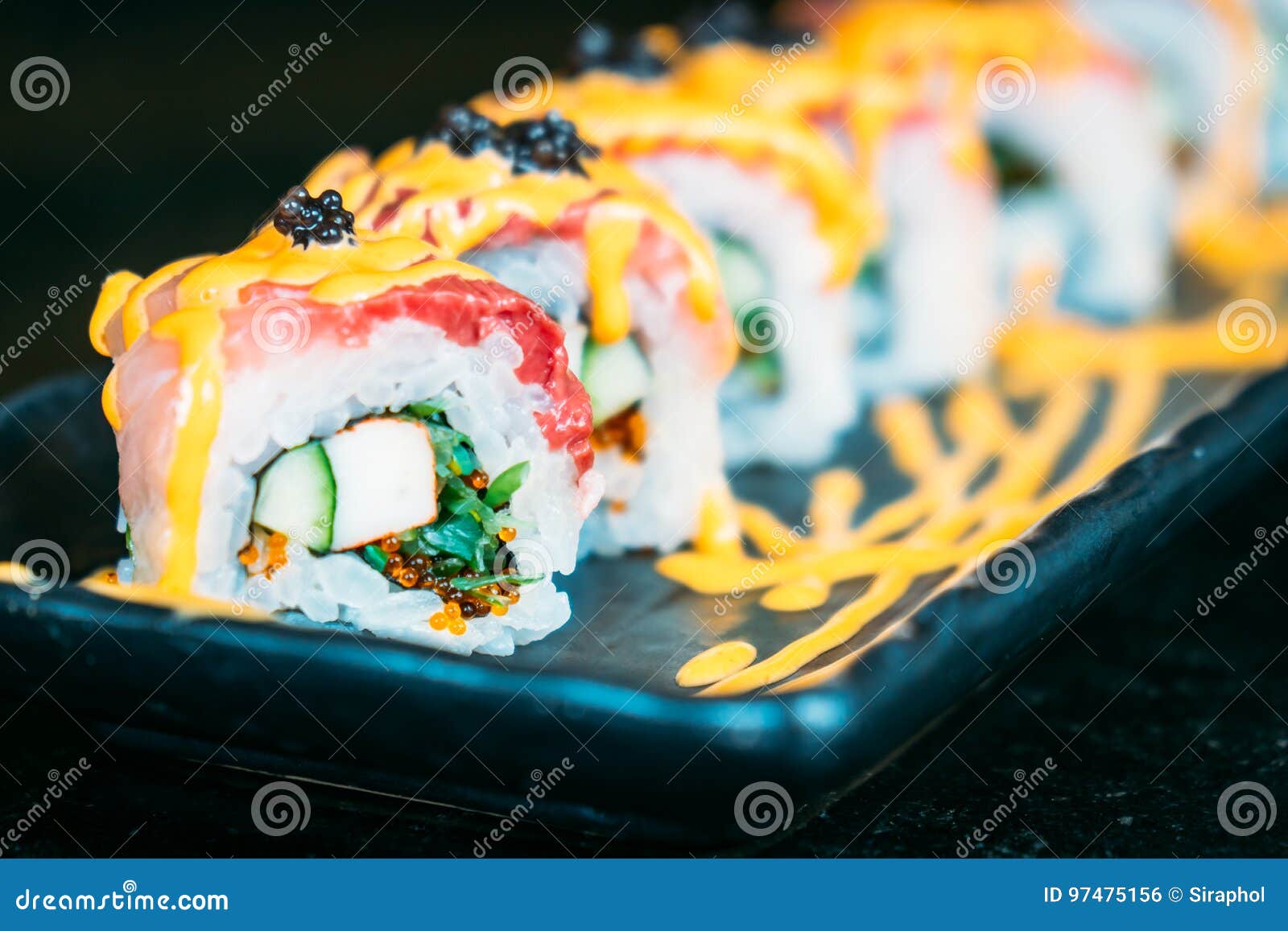Hamachi sushi stock photo. Image of healthy, asian, fish 97475156