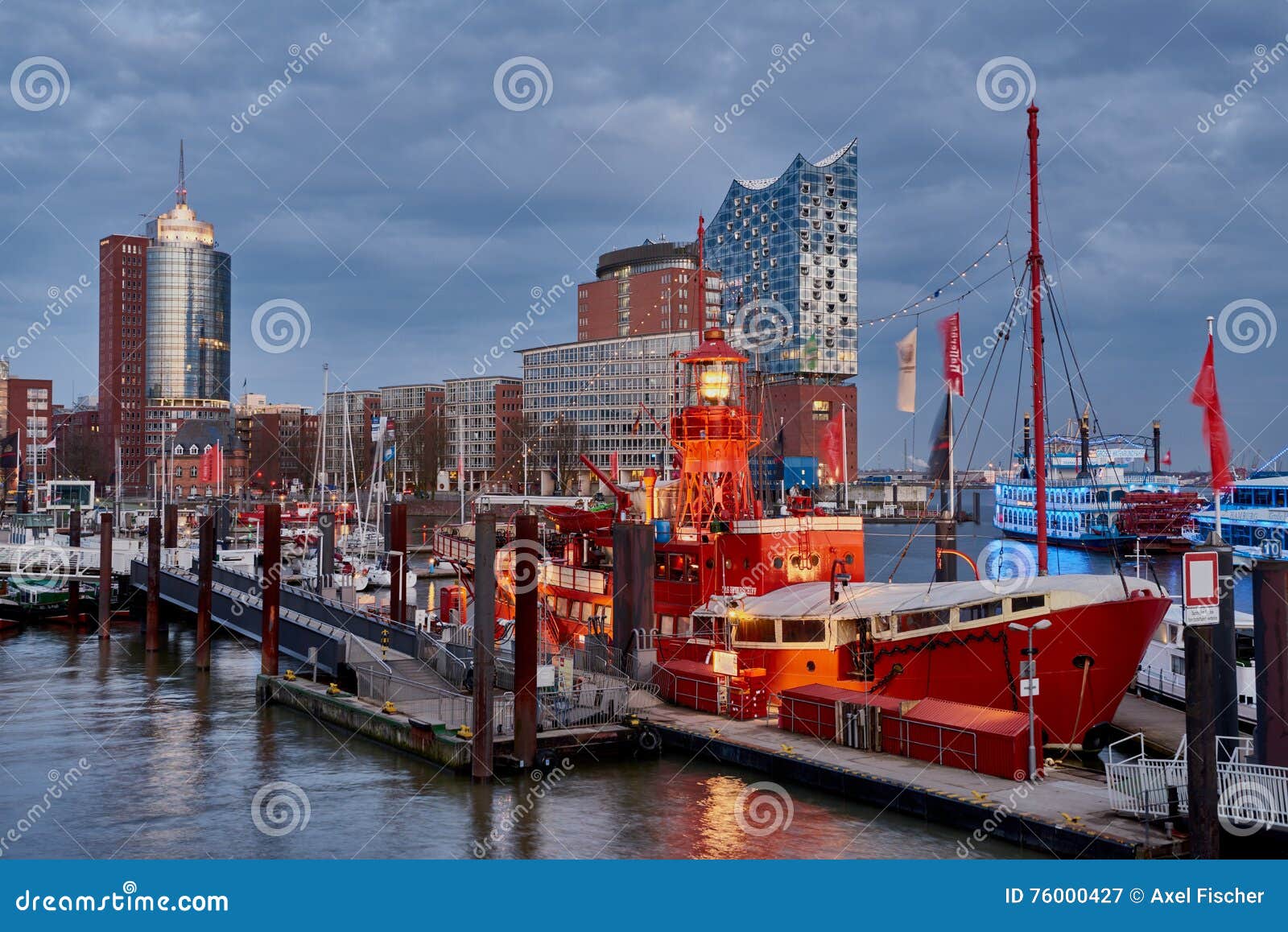 HAMBURG, GERMANY - MARCH 27, 2016: the Red Fire Patrol Boat in the ...