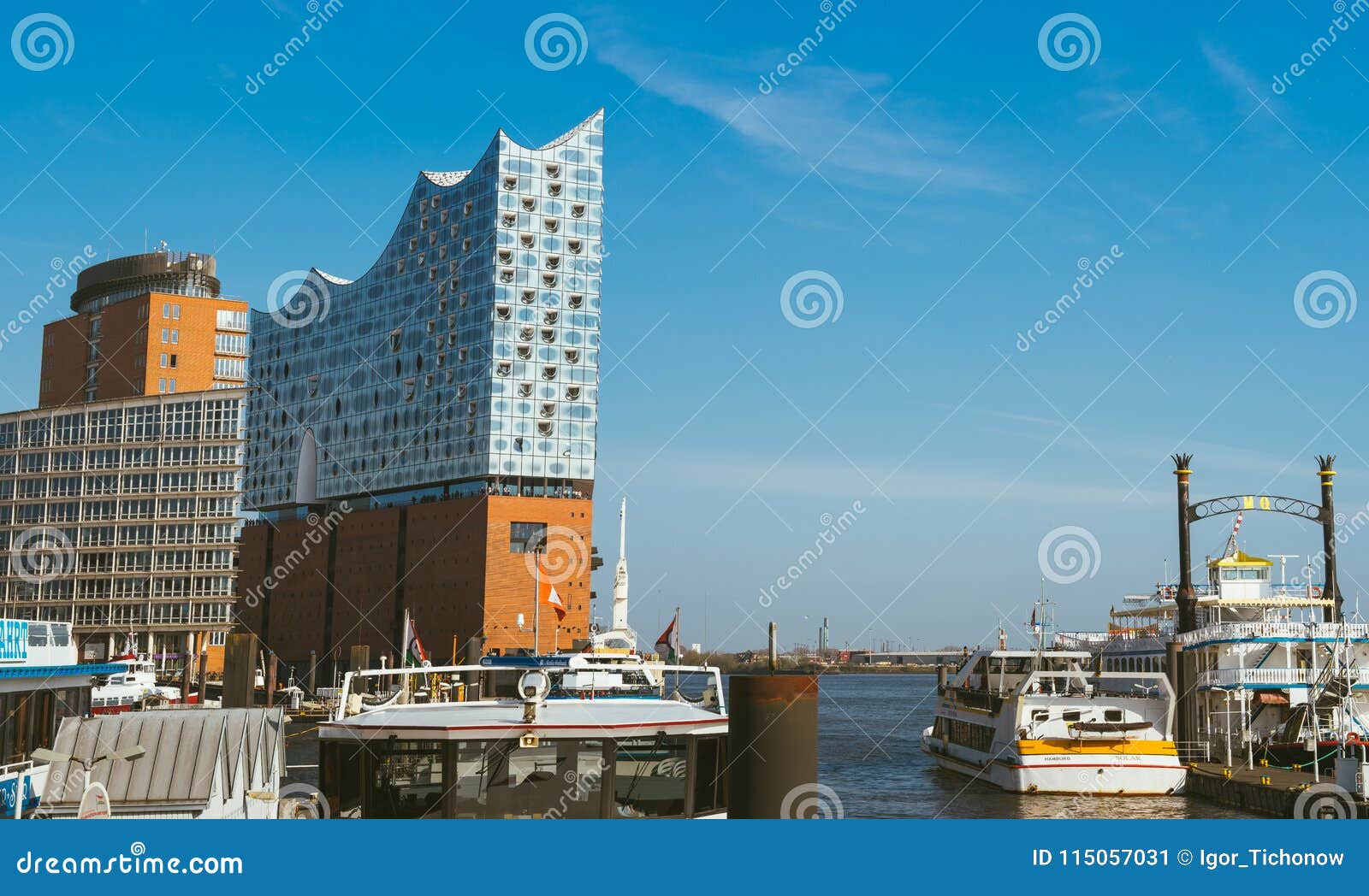 Hamburg, Germany - May 17, 2018: Panorama of Hafencity - Blue Sky ...