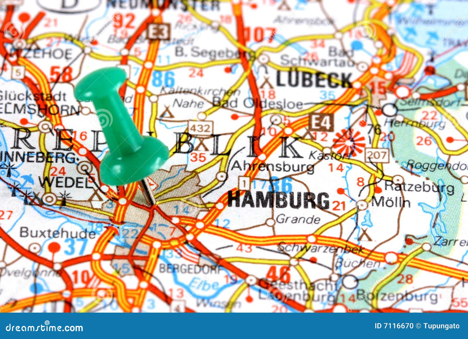 Hamburg On Map Stock Photo - Image: 7116670