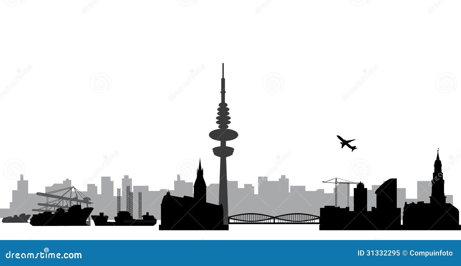 Hamburg Skyline Vektor Abbildung Illustration Von Skyline
