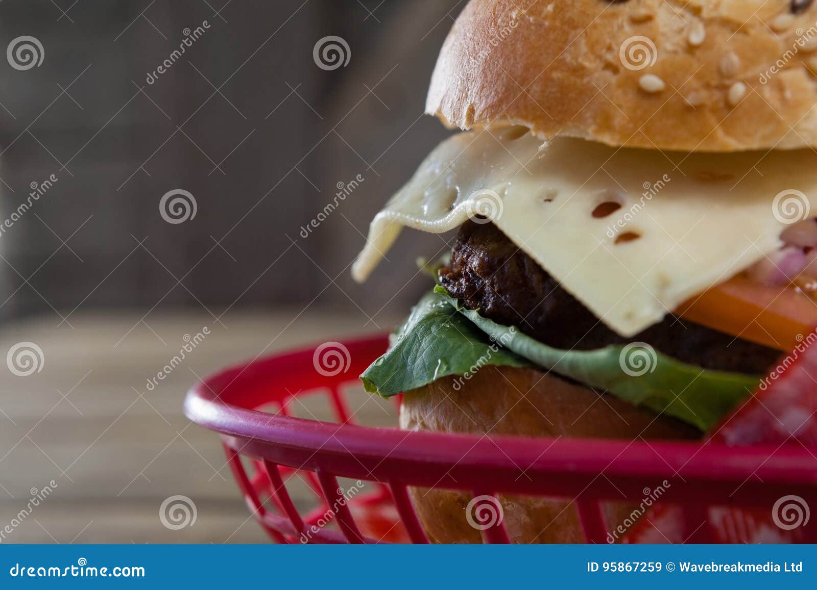 Hamburger in basket stock image. Image of delicious, fried 95867259