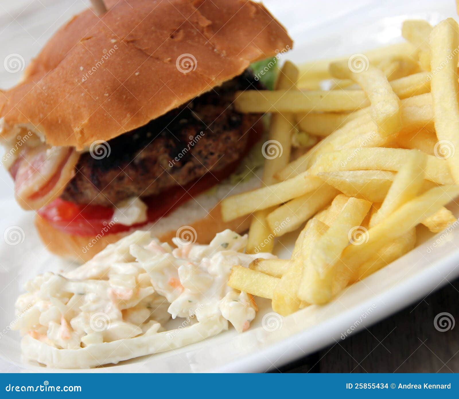 Hamburger and Chips and Coleslaw Stock Photo Image of cheddar
