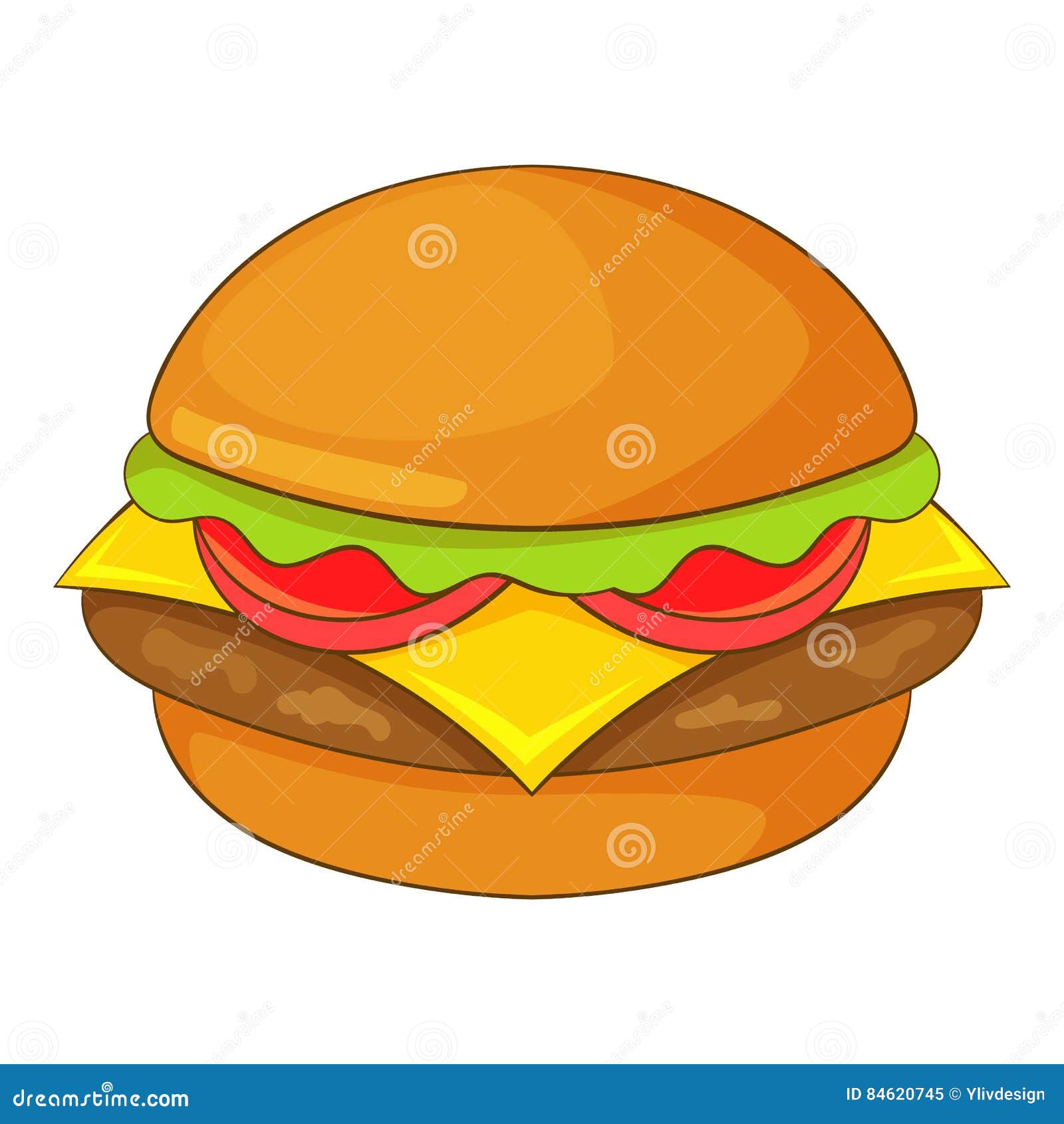 Hamburger Icon, Cartoon Style Stock Vector - Illustration of dinner