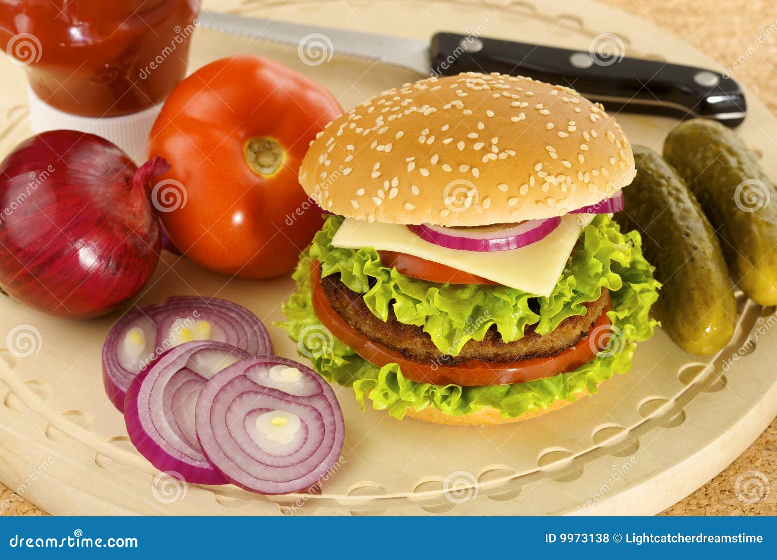 Hamburger with ingredients stock photo. Image of sandwich 9973138