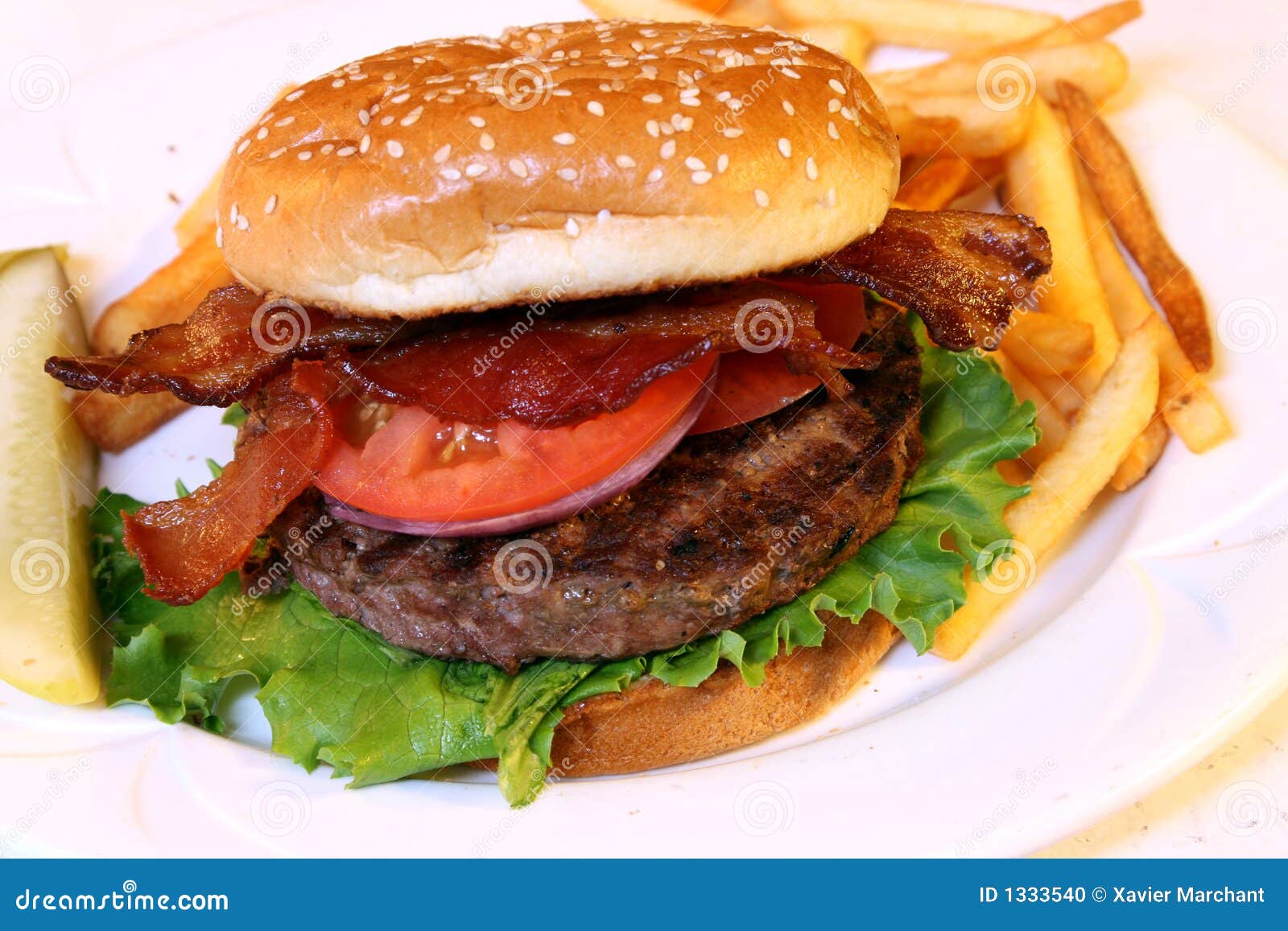 Hamburger with Pickle on Side Stock Photo Image of hamburger, good