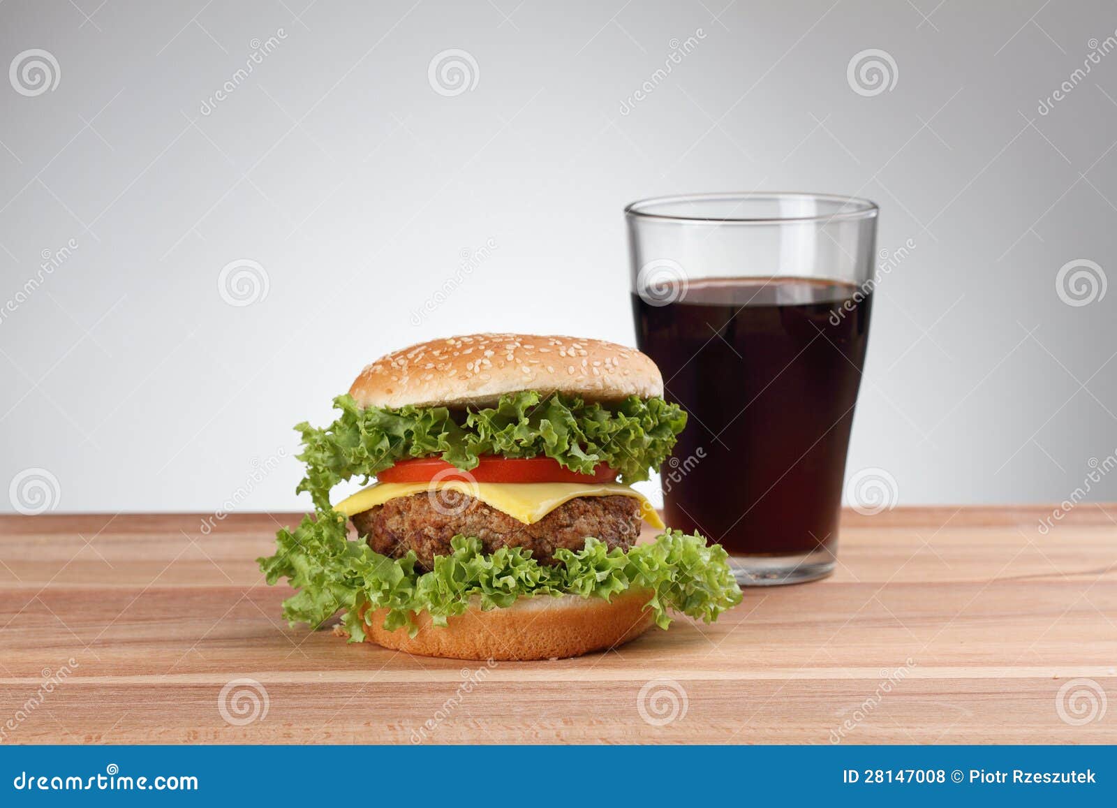 Hamburger with soda stock photo. Image of close, eating 28147008
