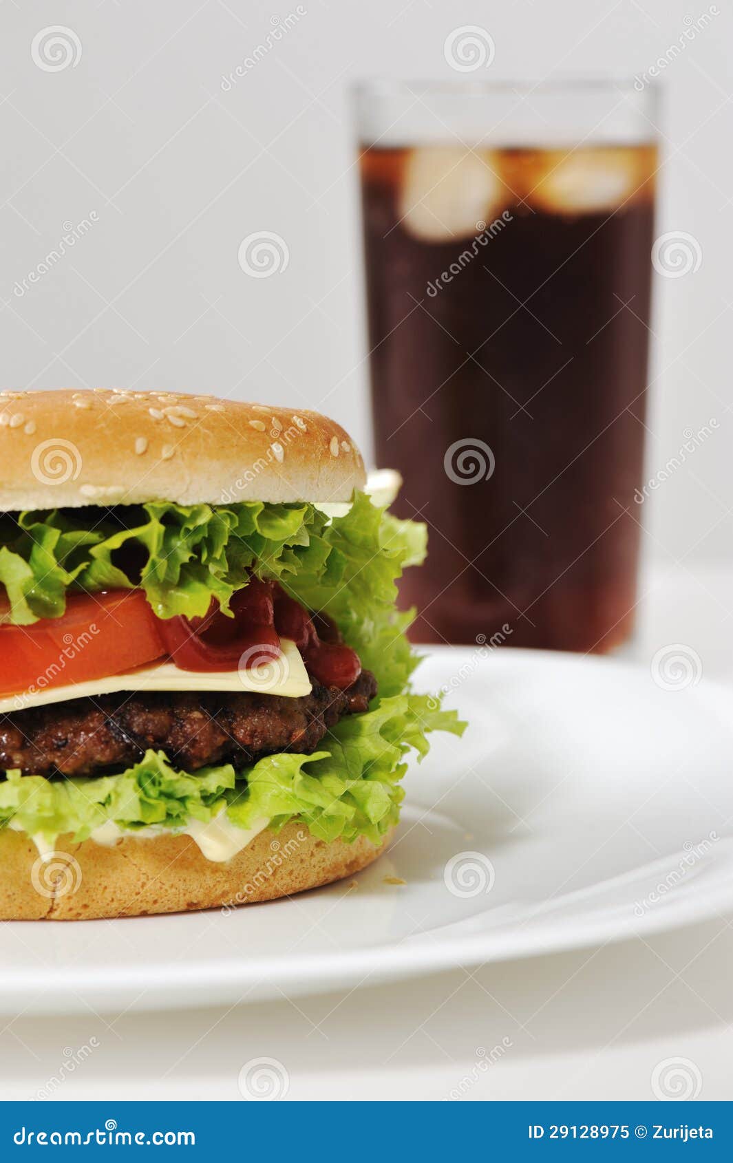 Hamburger and soda stock image. Image of american, glass 29128975