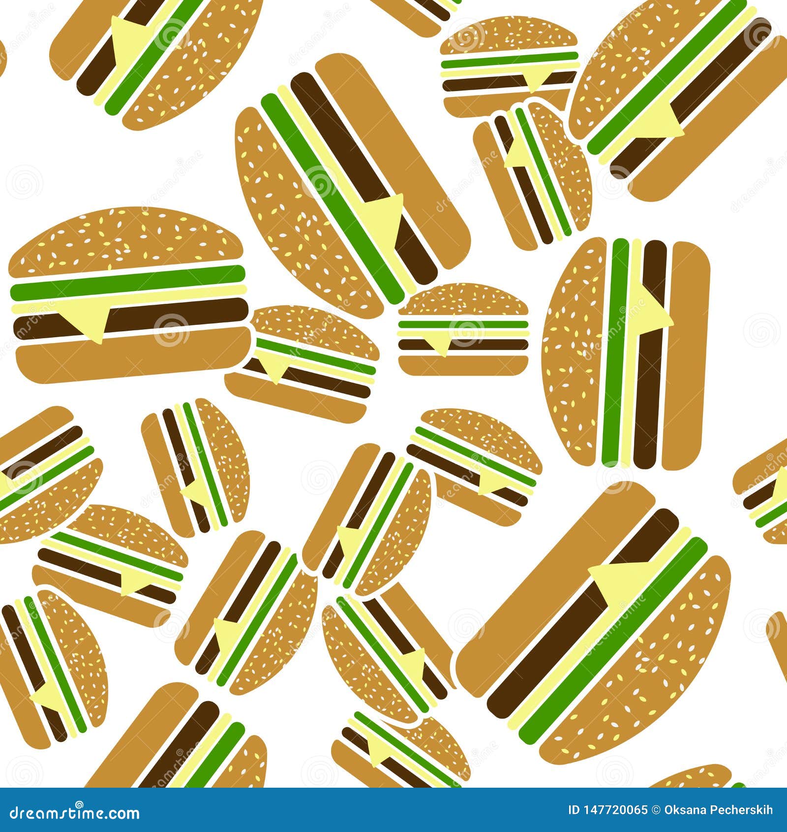 Hamburger Vector Icon Seamless Pattern On A White ...