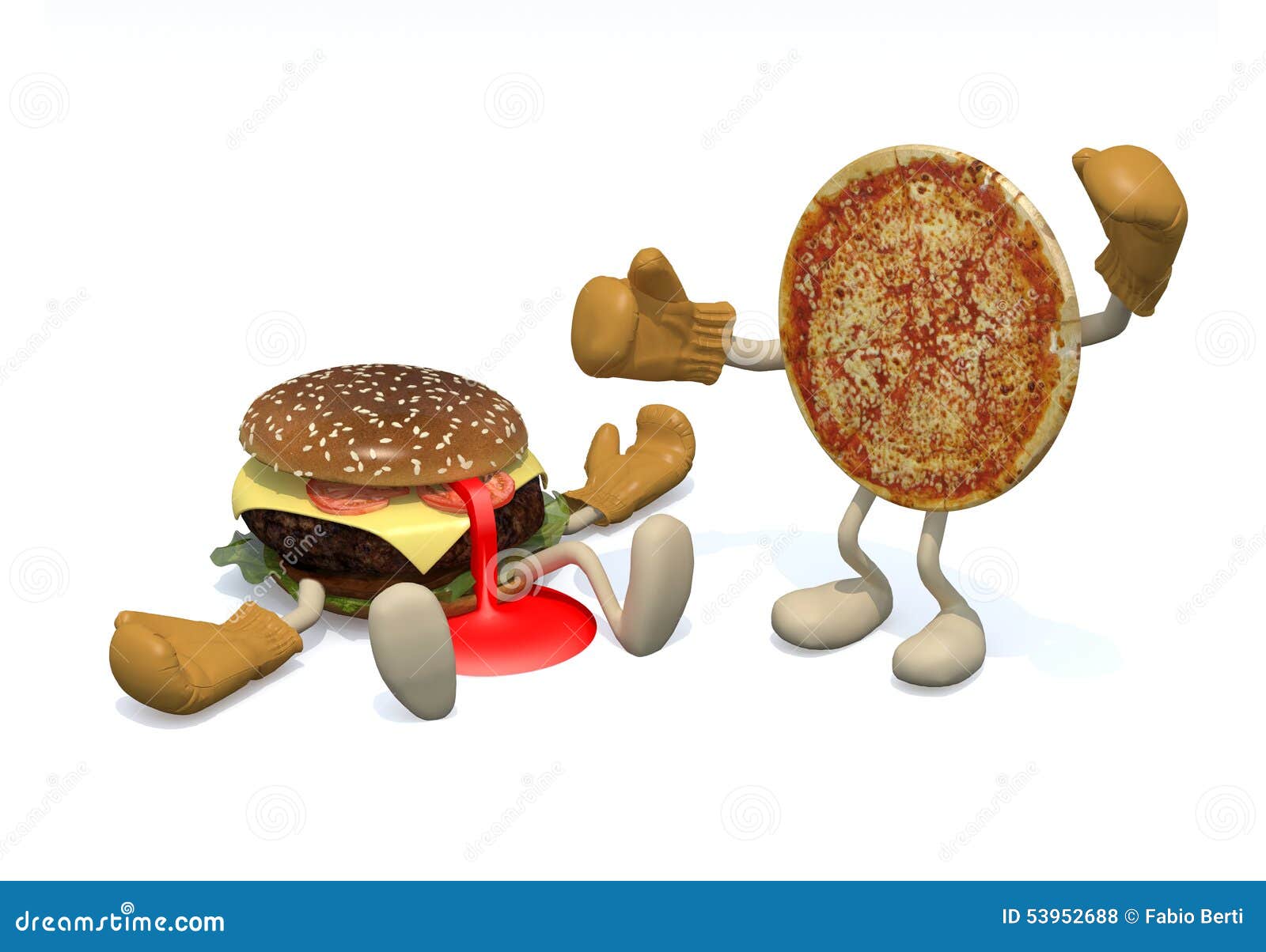 Hamburger Vs Pizza the Winner is Pizza Stock Illustration