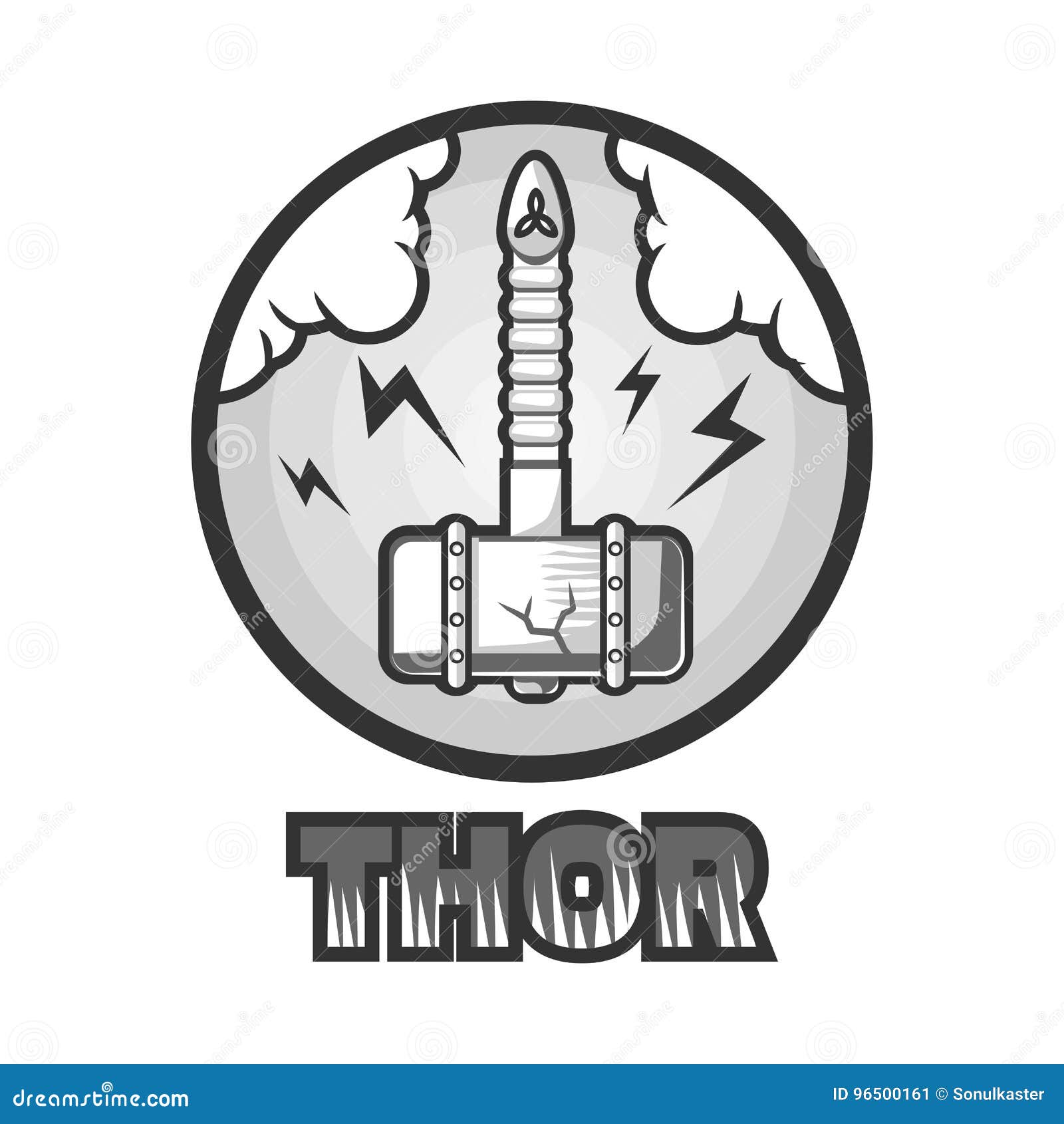 Hamer Potente De Los Thors Que Cae En El Ejemplo Del Monocromo De La