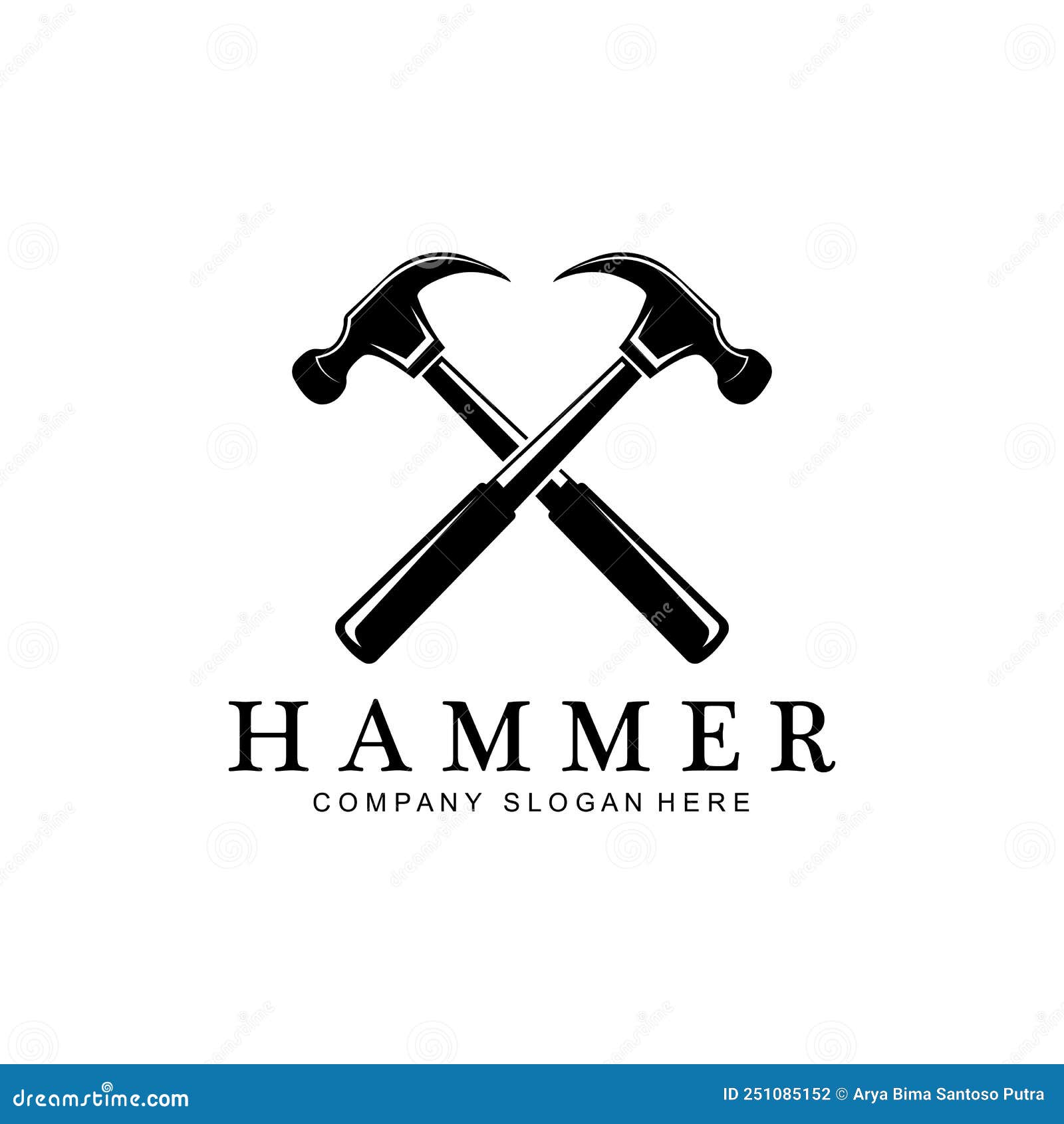 Hammer, Building Construction Tools and Judge Logo Vector Icon, Vintage Retro Design