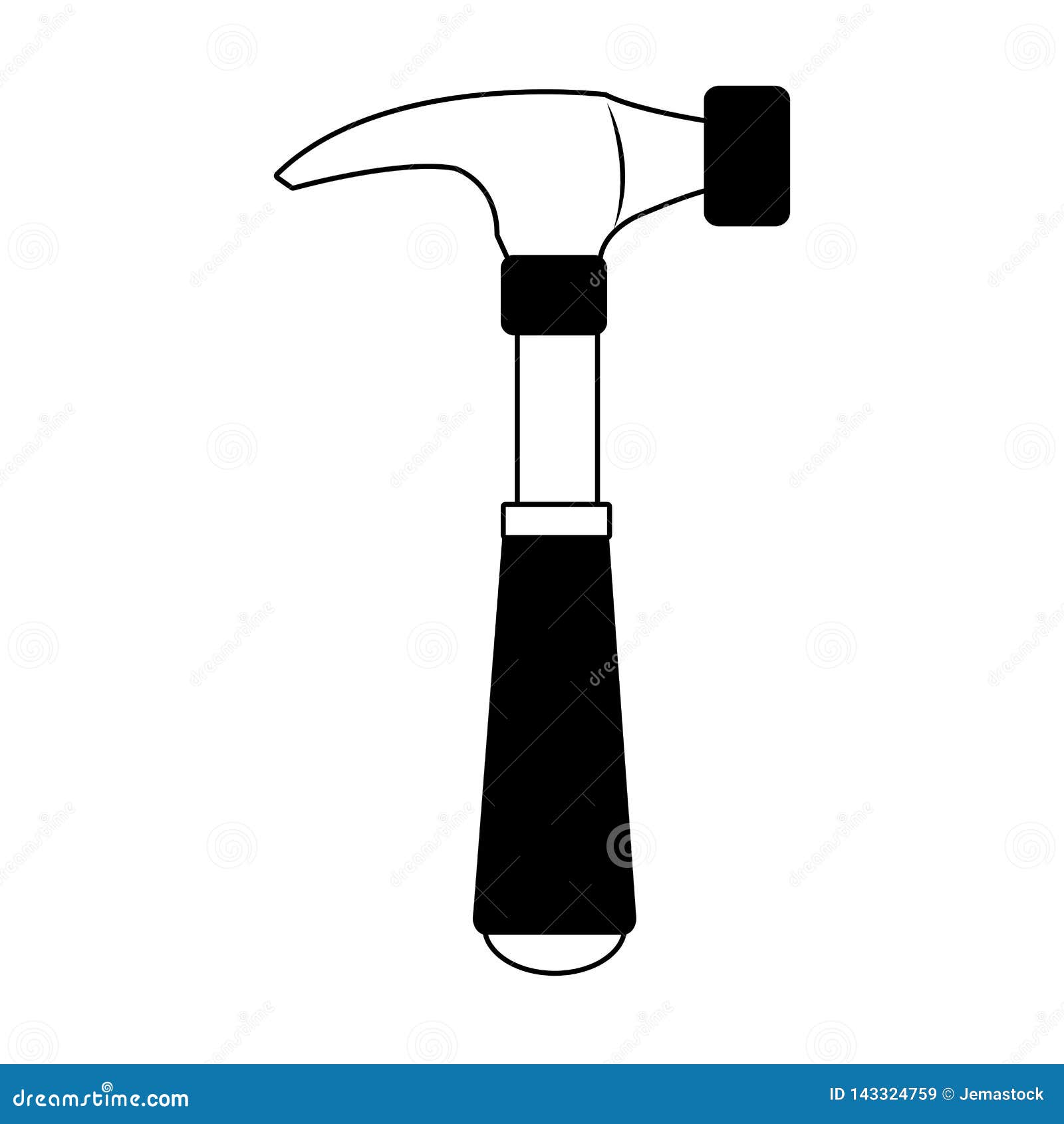Hammer Construction Tool in Black and White Stock Vector Illustration of element, equipment