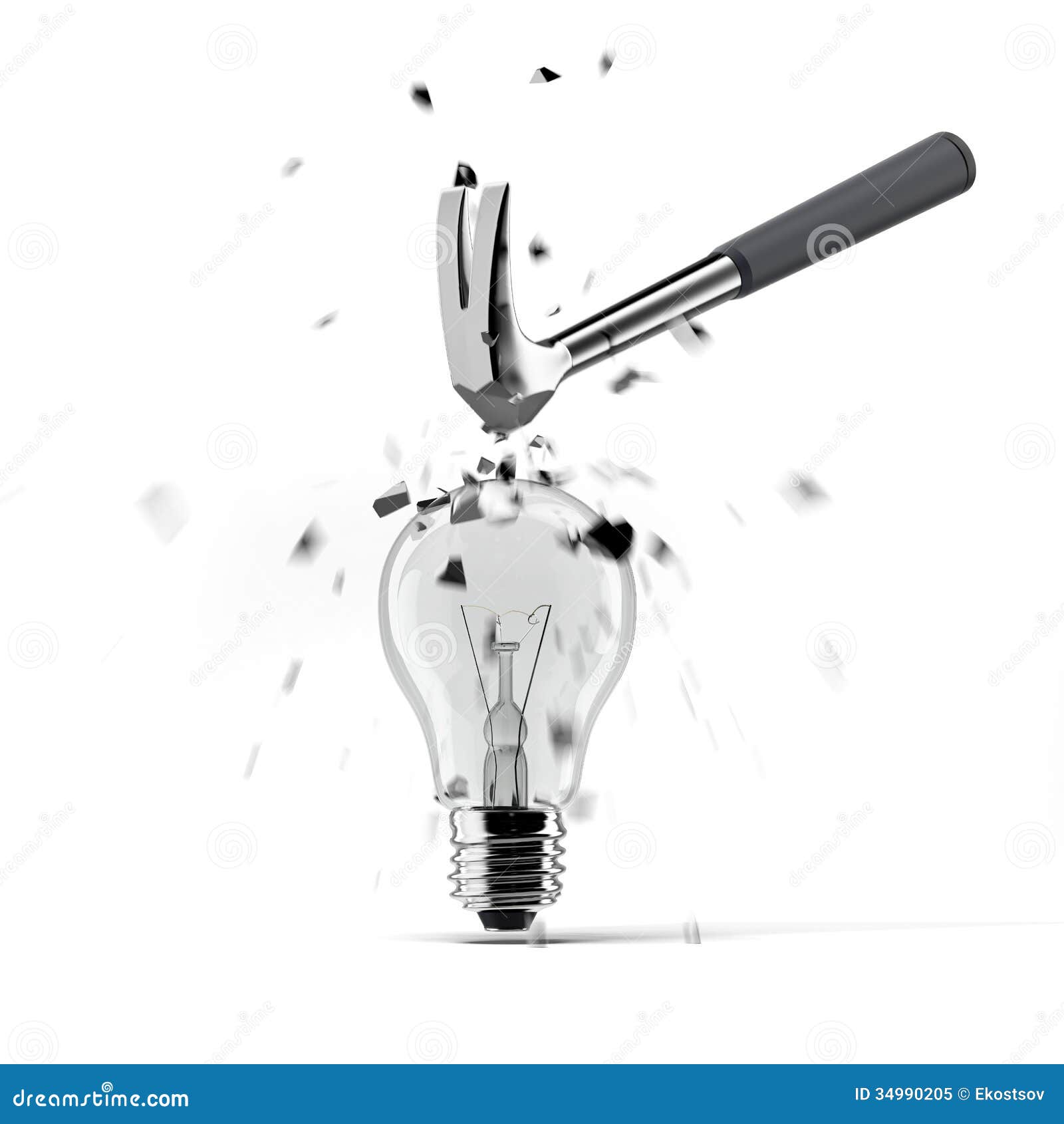 Hammer Crashing on Light Bulb Stock Illustration Illustration of