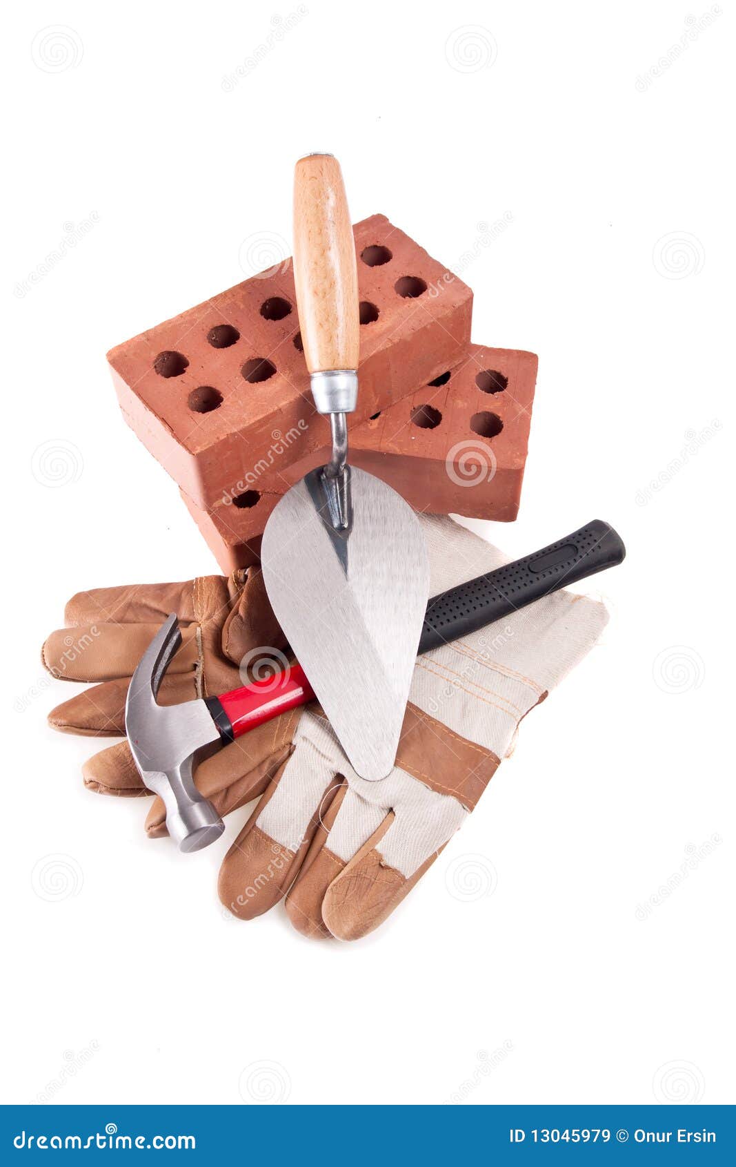 Hammer, Glove, Brick and Trowel Stock Image Image of trowel, brick