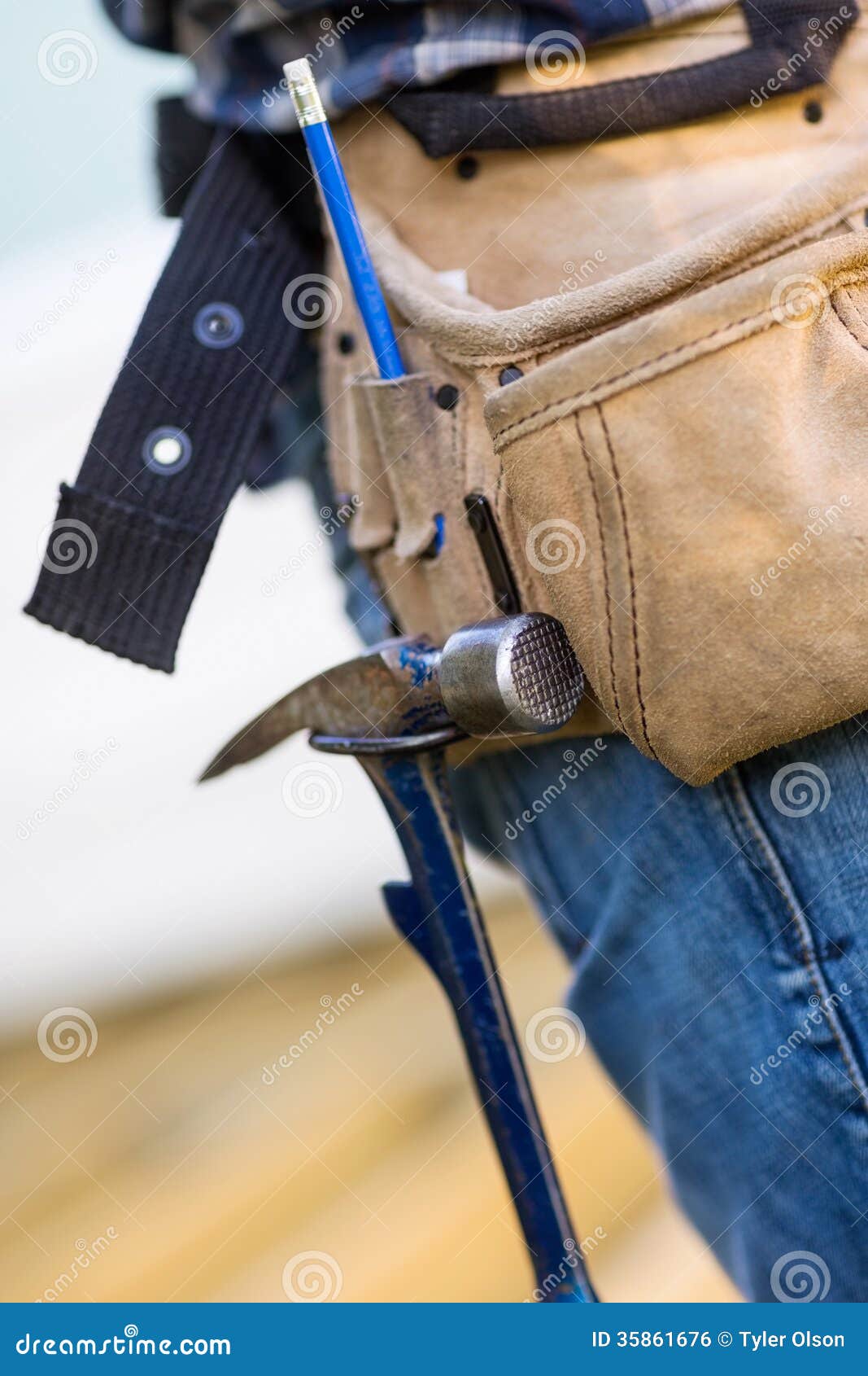 Hammer Hanging in Tool Belt of Carpenter Stock Photo Image of belt