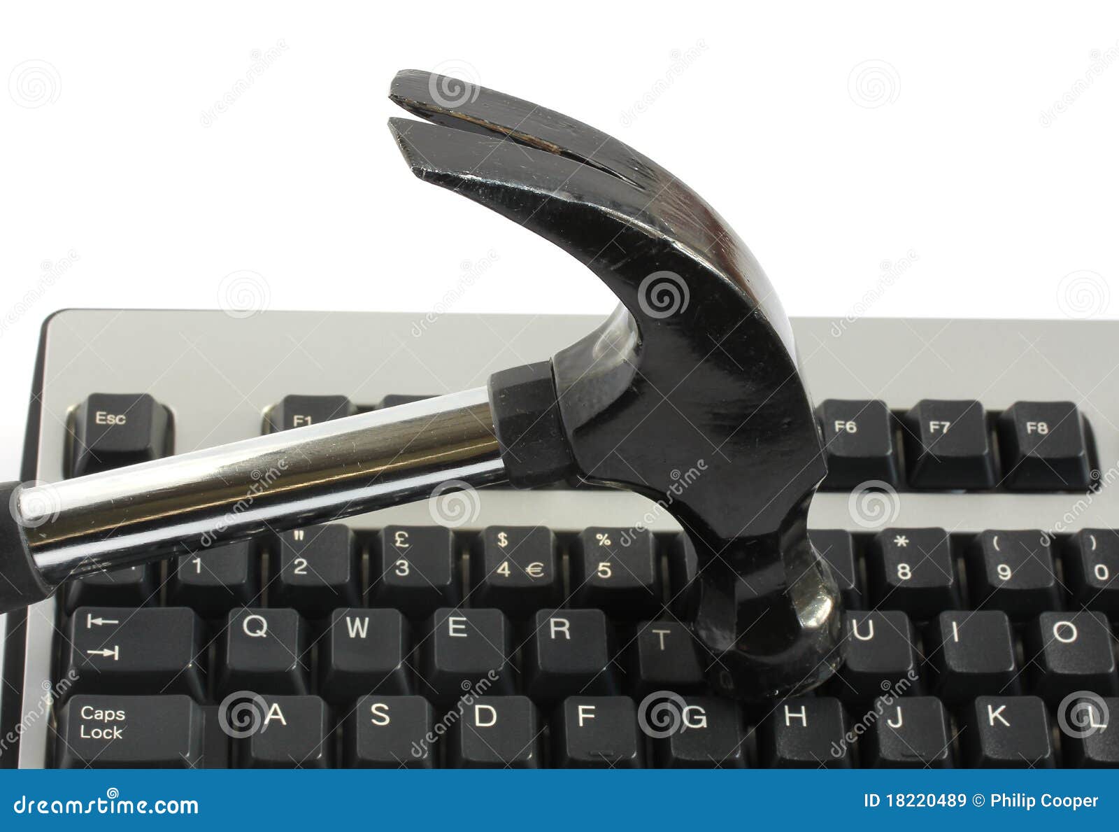 Hammer Hitting Computer Keyboard Stock Image Image of data, concept