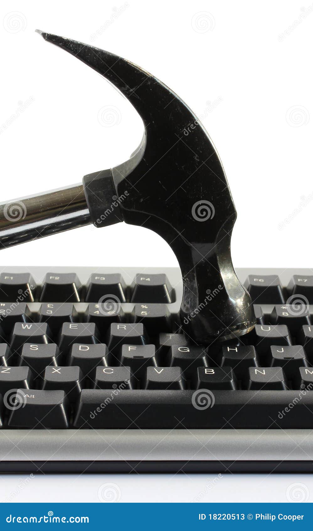 Hammer hitting keyboard stock image. Image of equipment 18220513