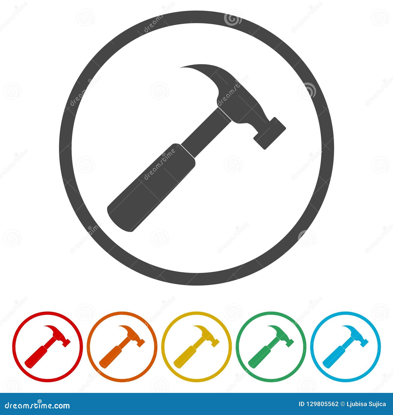 hammer icon with color variations