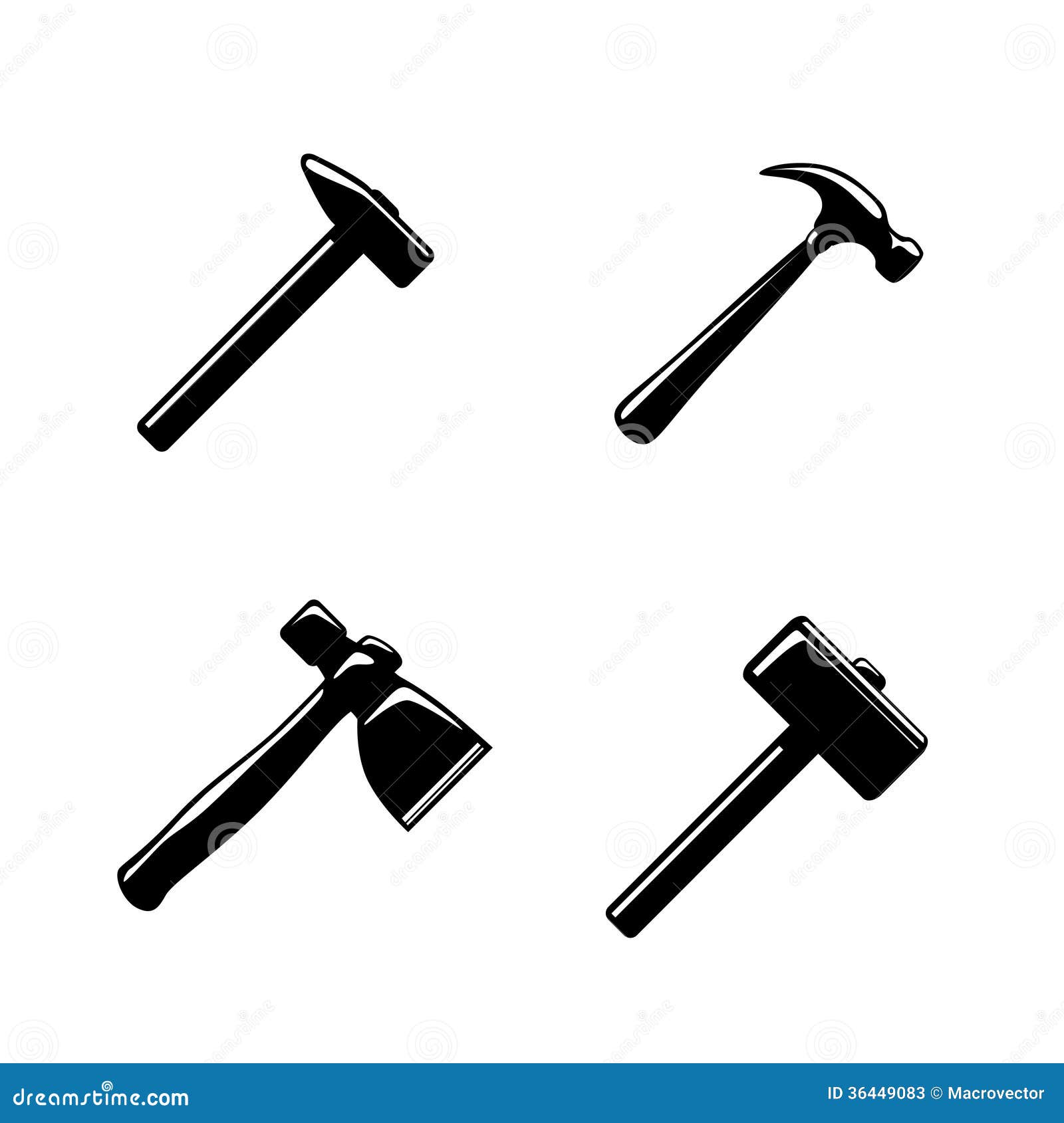 Hammer icons set stock vector. Illustration of element 36449083